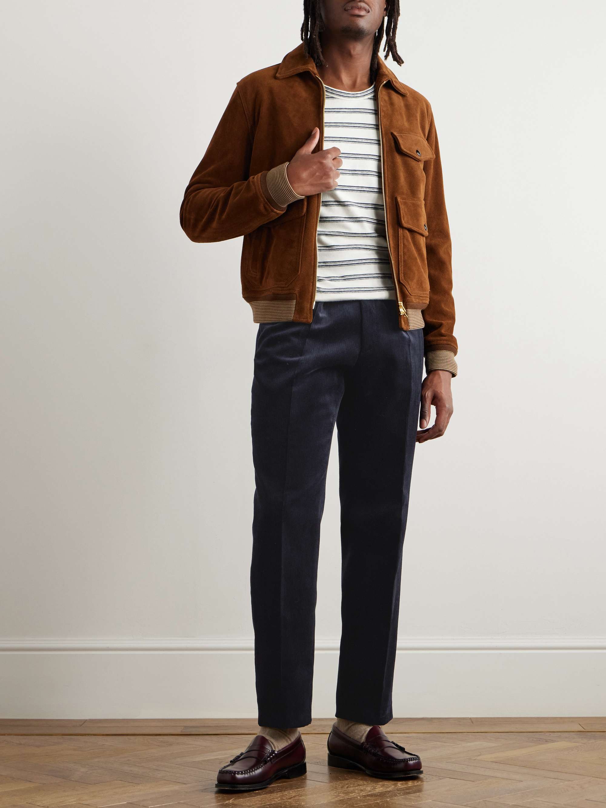 Straight-Leg Cotton-Corduroy Suit Trousers view