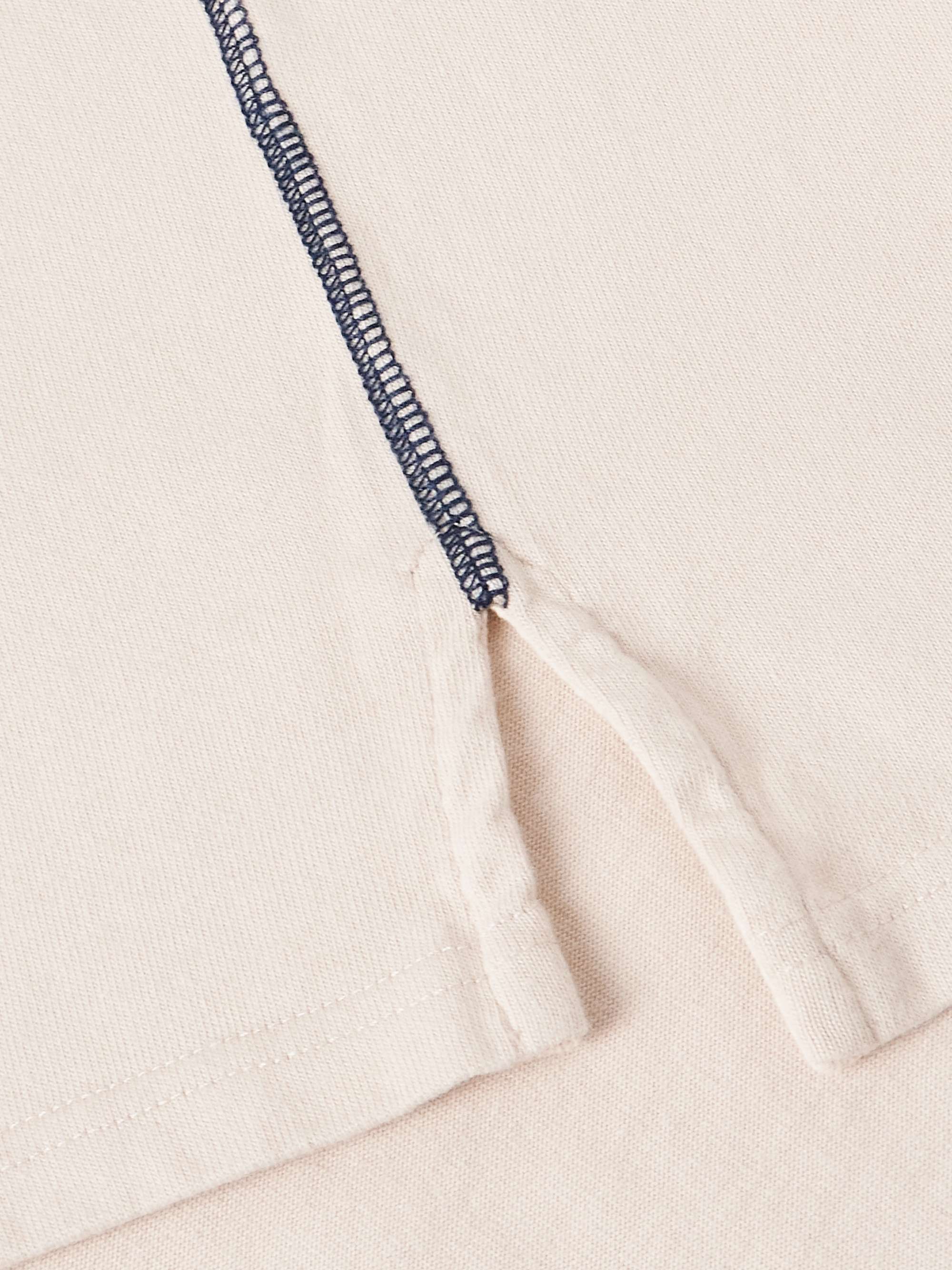 Twill-Trimmed Striped Cotton-Jersey Polo Shirt view