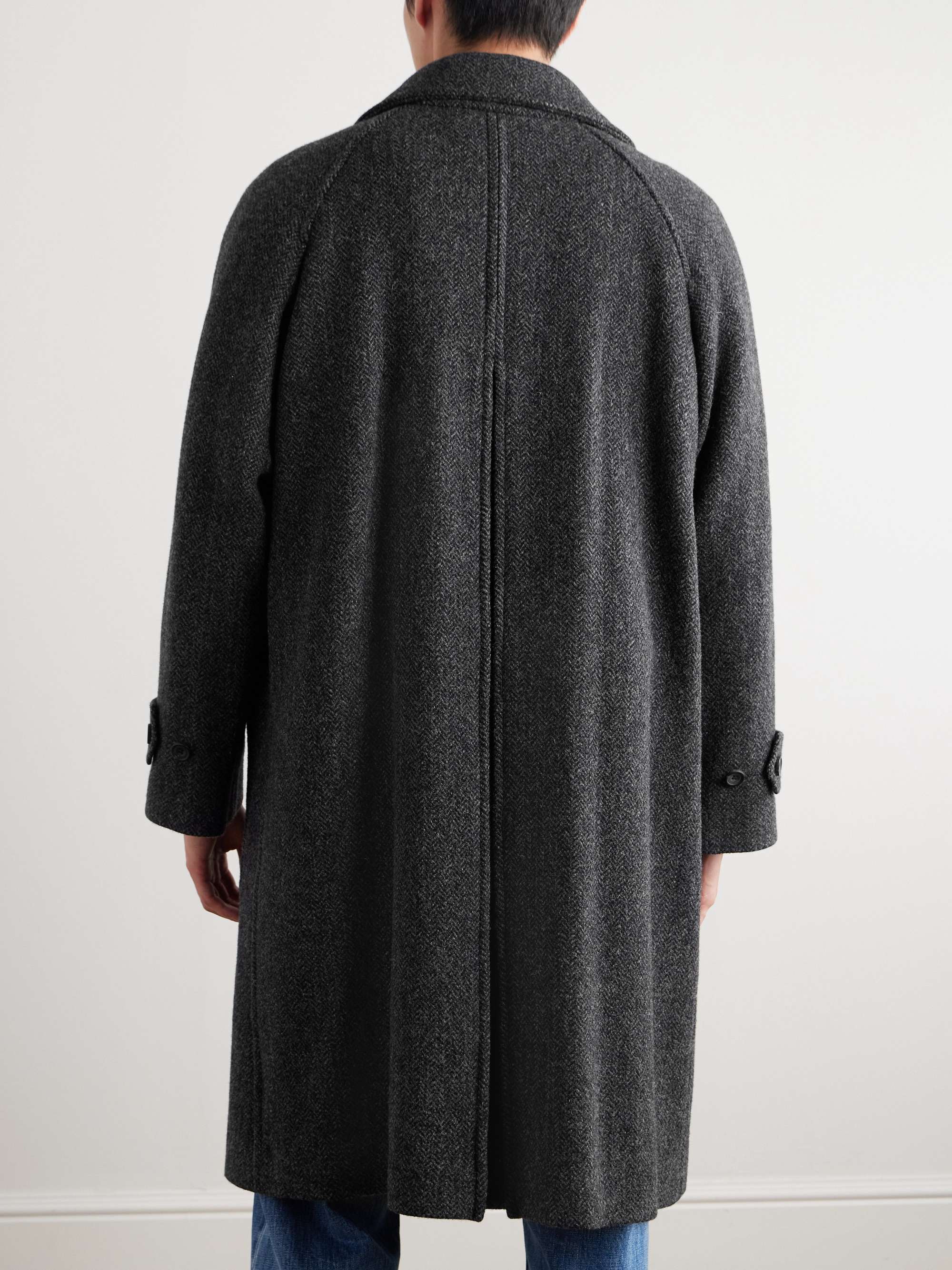 Double-Breasted Herringbone Wool Coat view