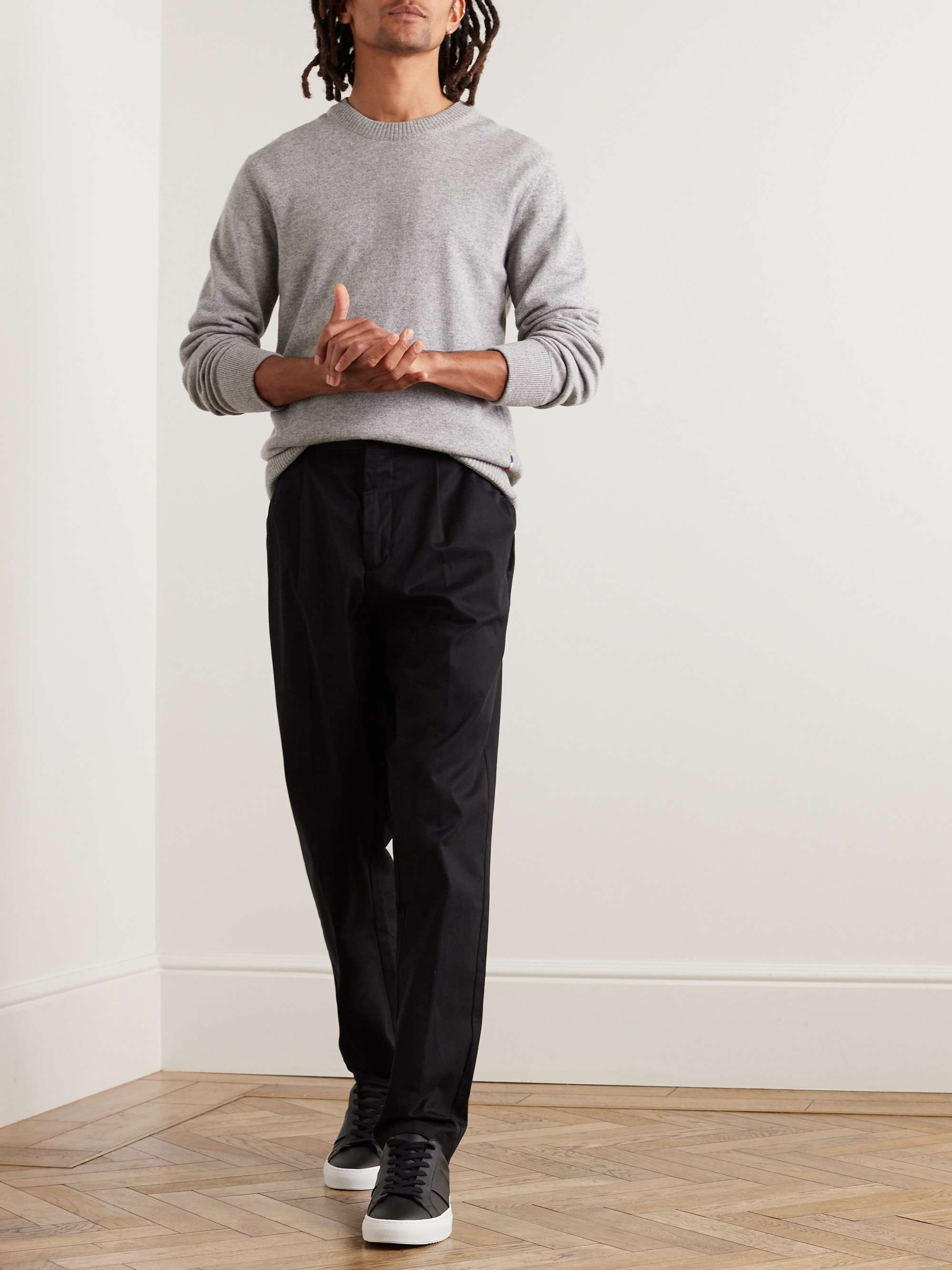 Carsyn Tapered Pleated Cotton-Blend Trousers view