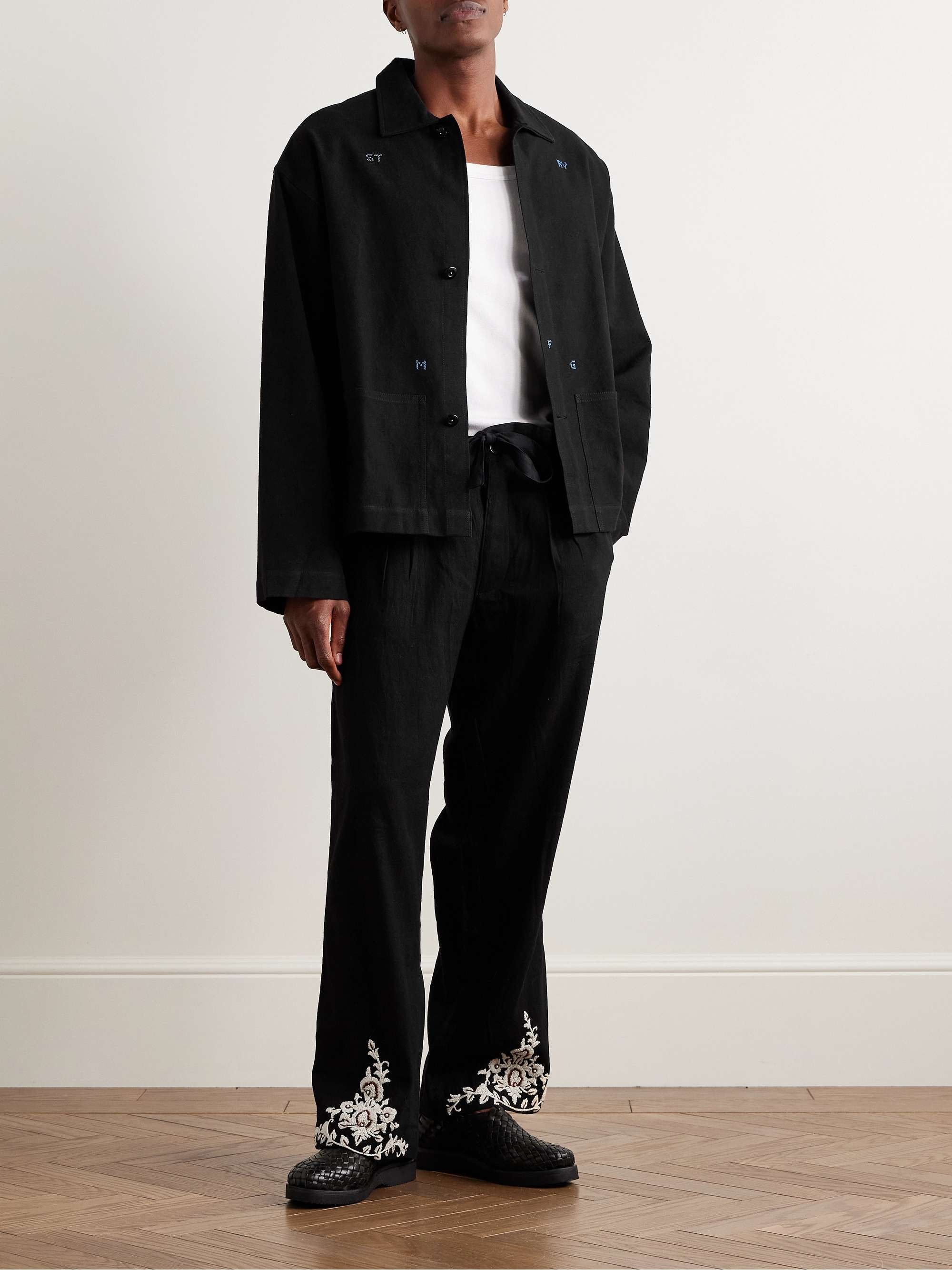 Short on Time Logo-Embroidered Organic Cotton Jacket view