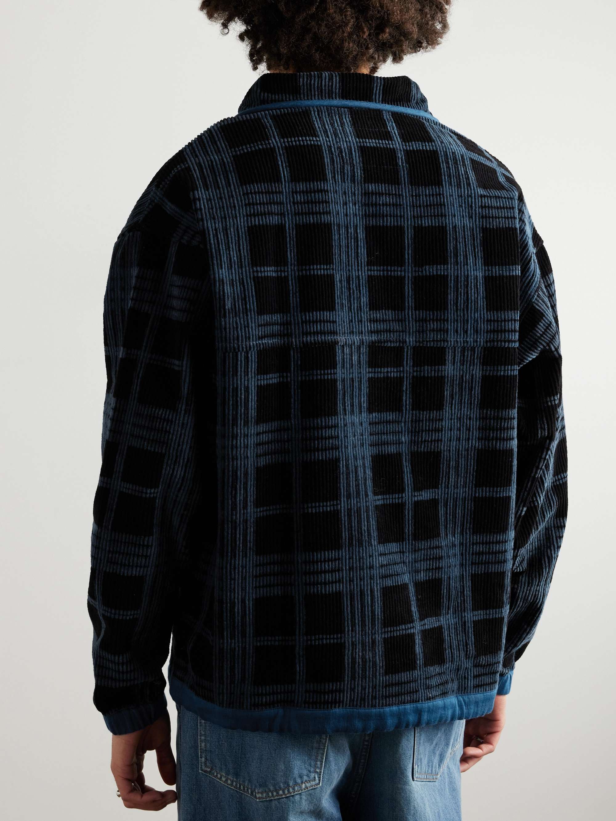 Polite Logo-Embroidered Checked Organic Cotton-Corduroy Sweatshirt view