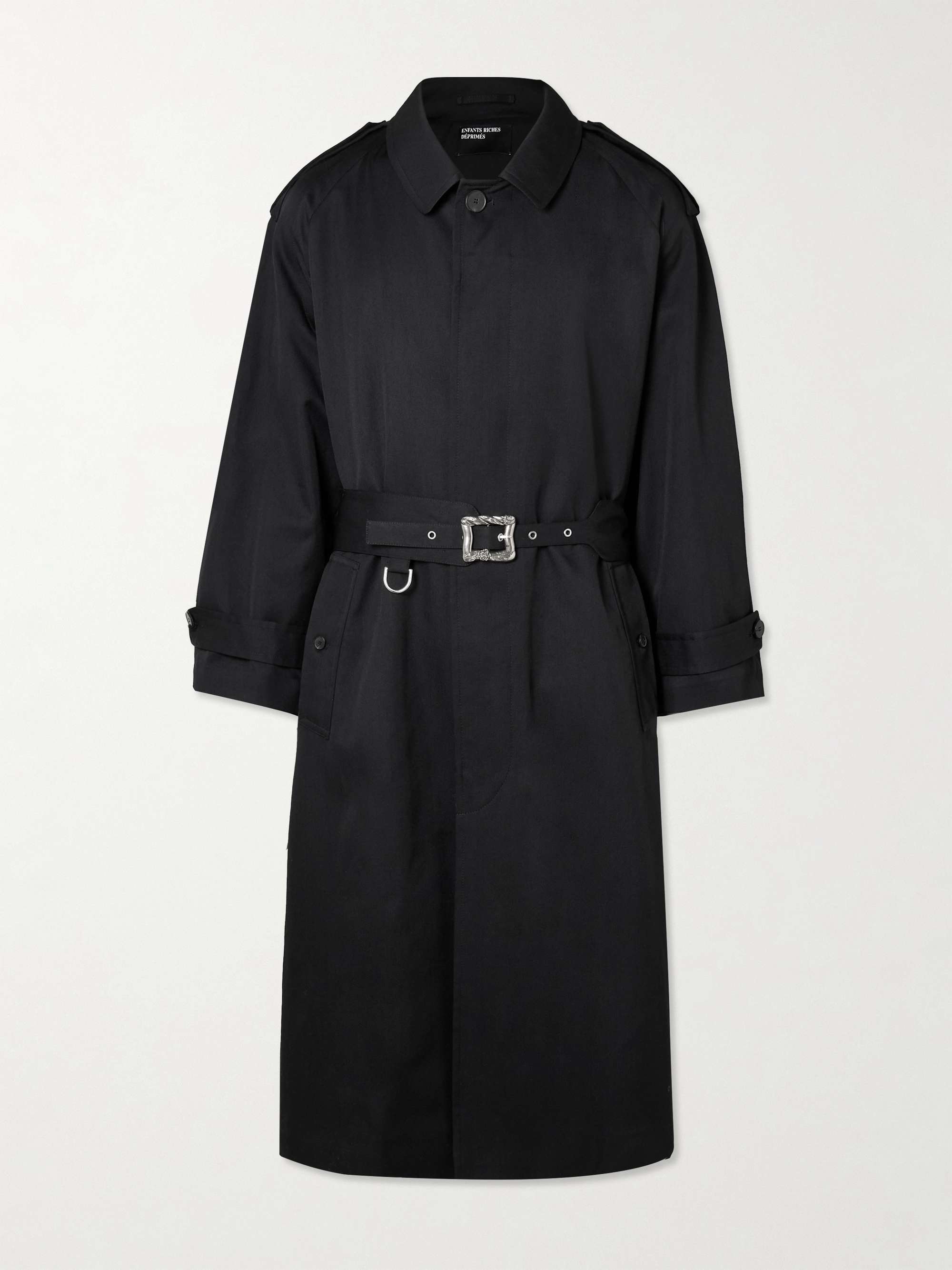Belted Wool-Blend Twill Trench Coat view