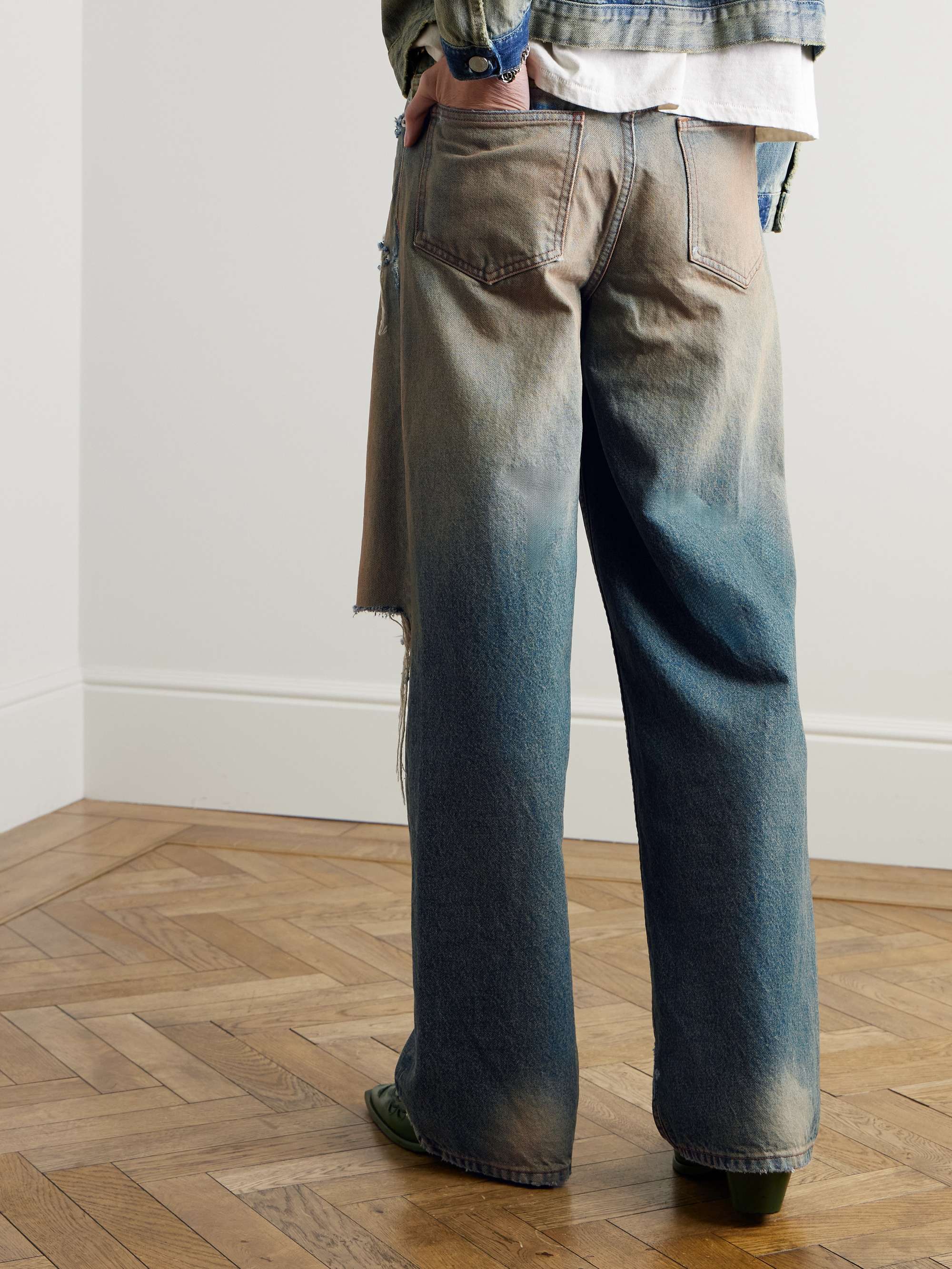 Straight-Leg Embellished Distressed Jeans view