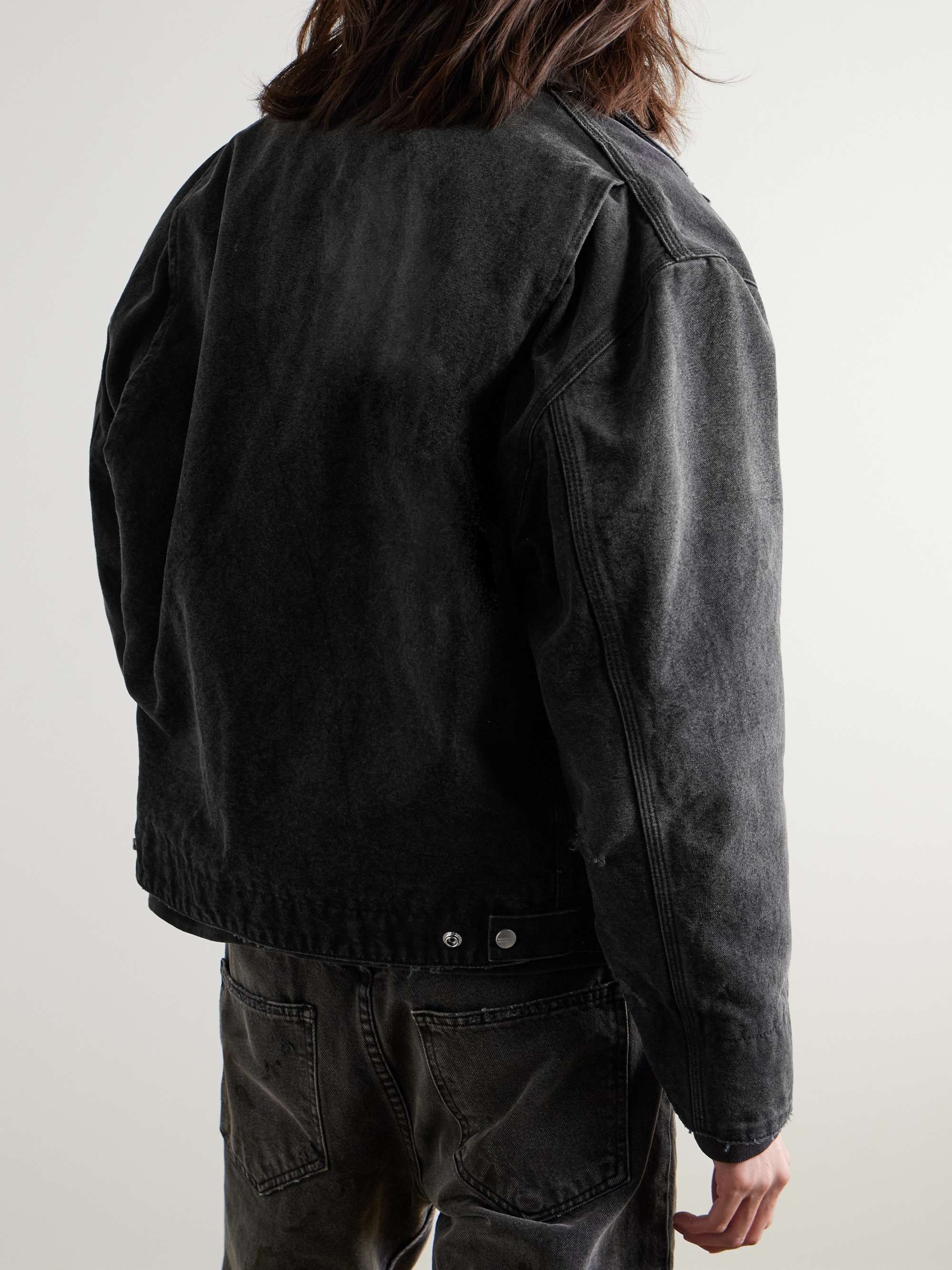 Logo-Print Distressed Cotton-Canvas Chore Jacket view