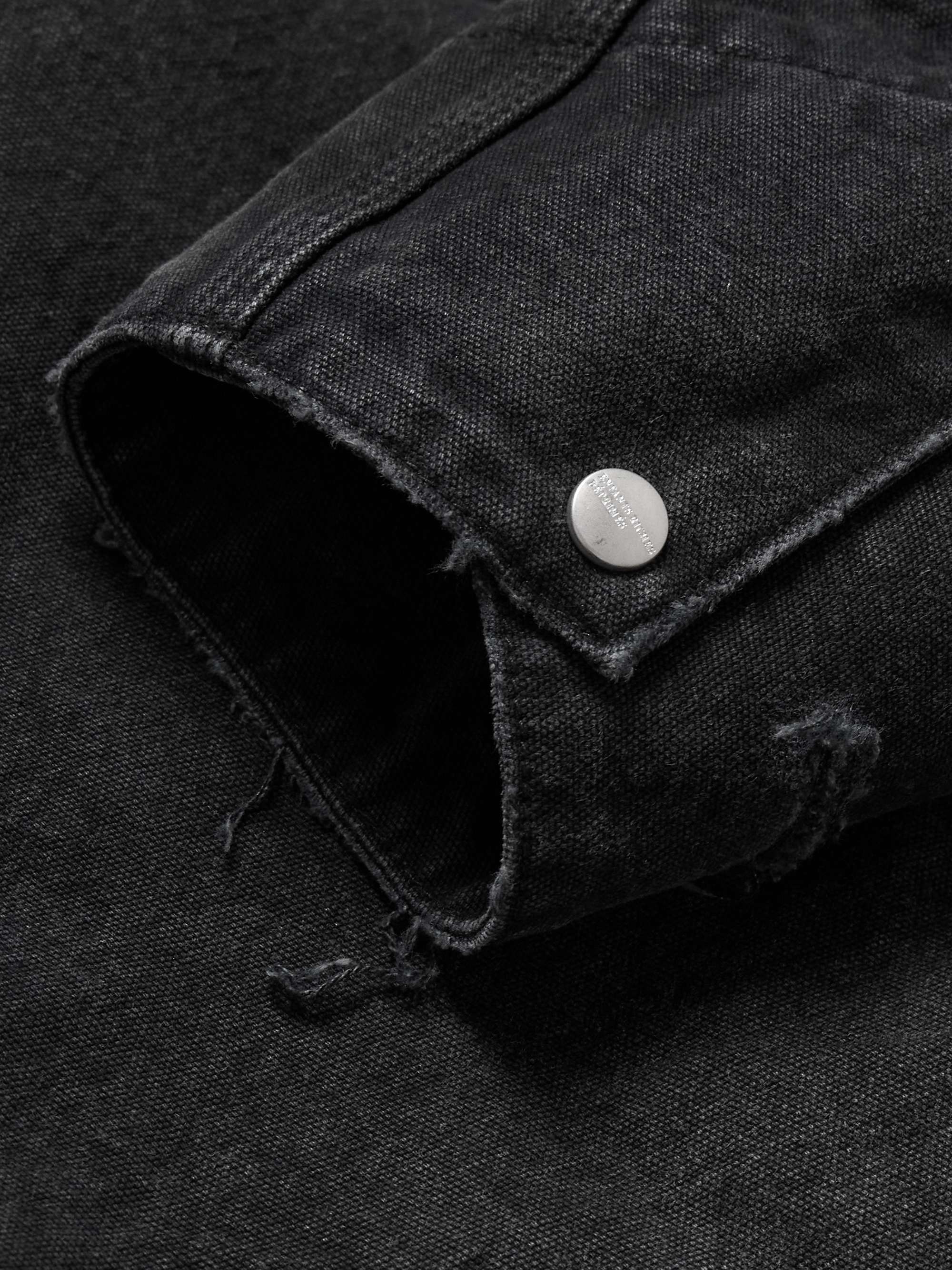 Logo-Print Distressed Cotton-Canvas Chore Jacket view
