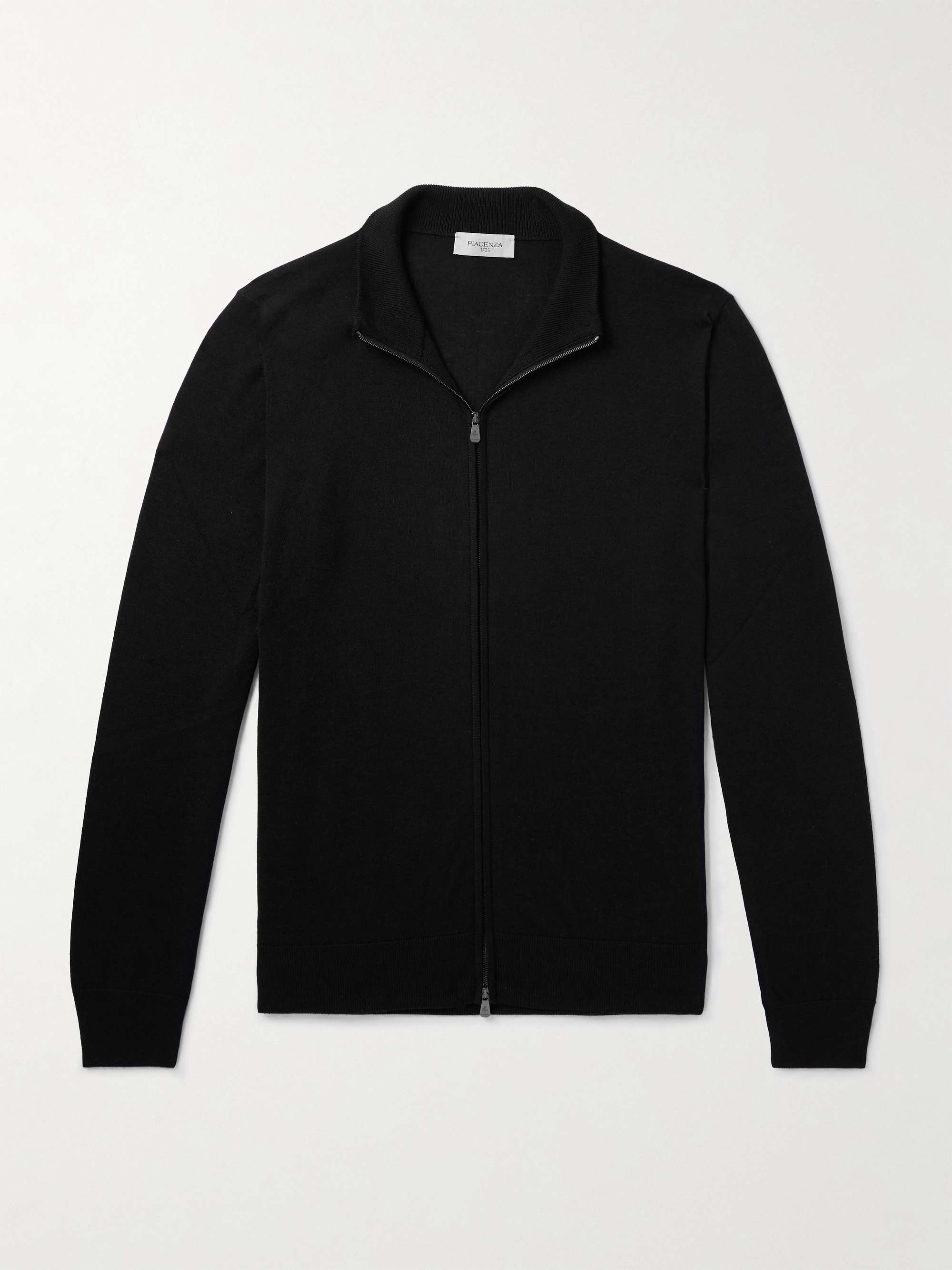 Slim-Fit Wool Zip-Up Cardigan view