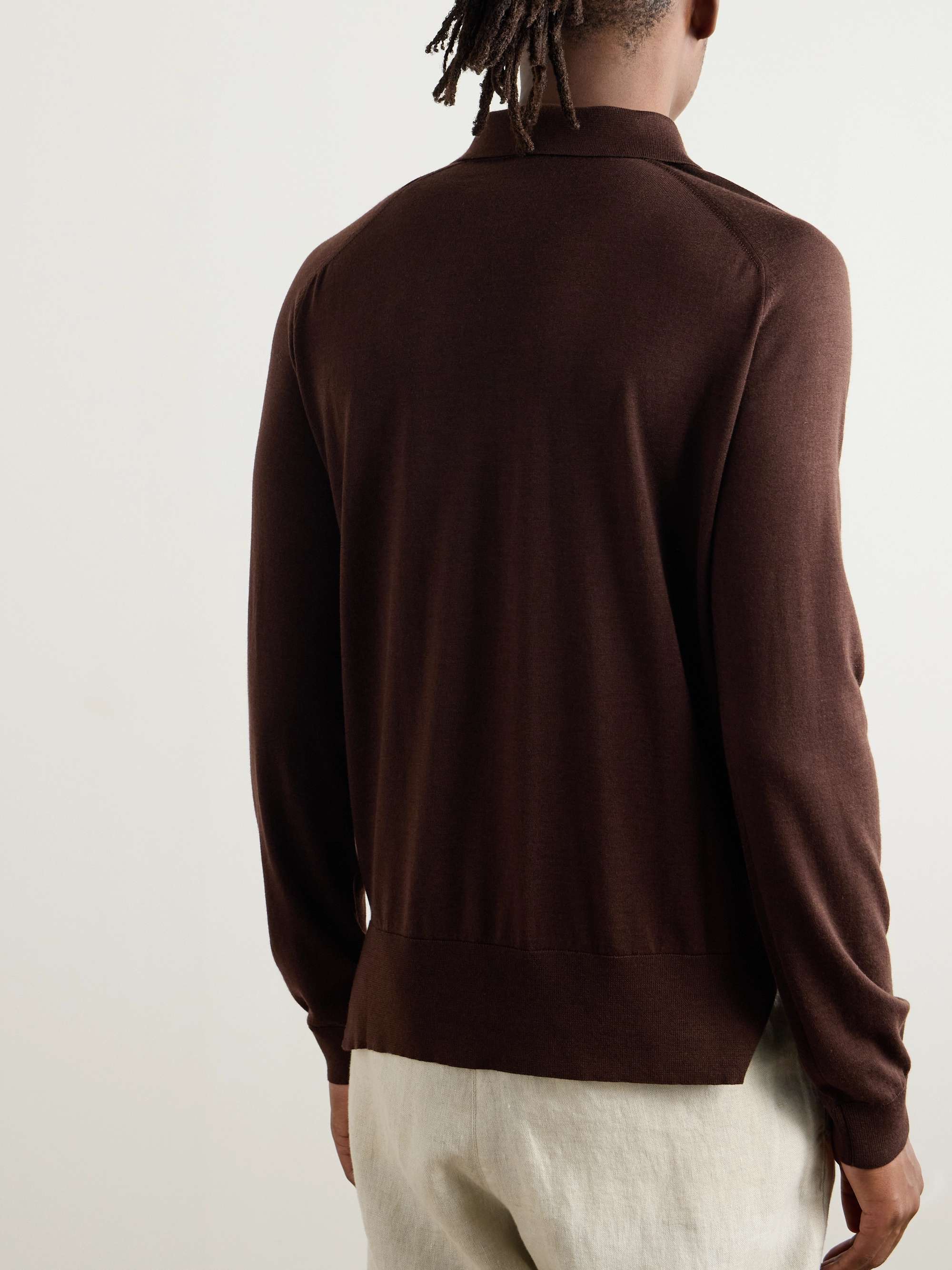Wool, Silk and Cashmere-Blend Polo Shirt view