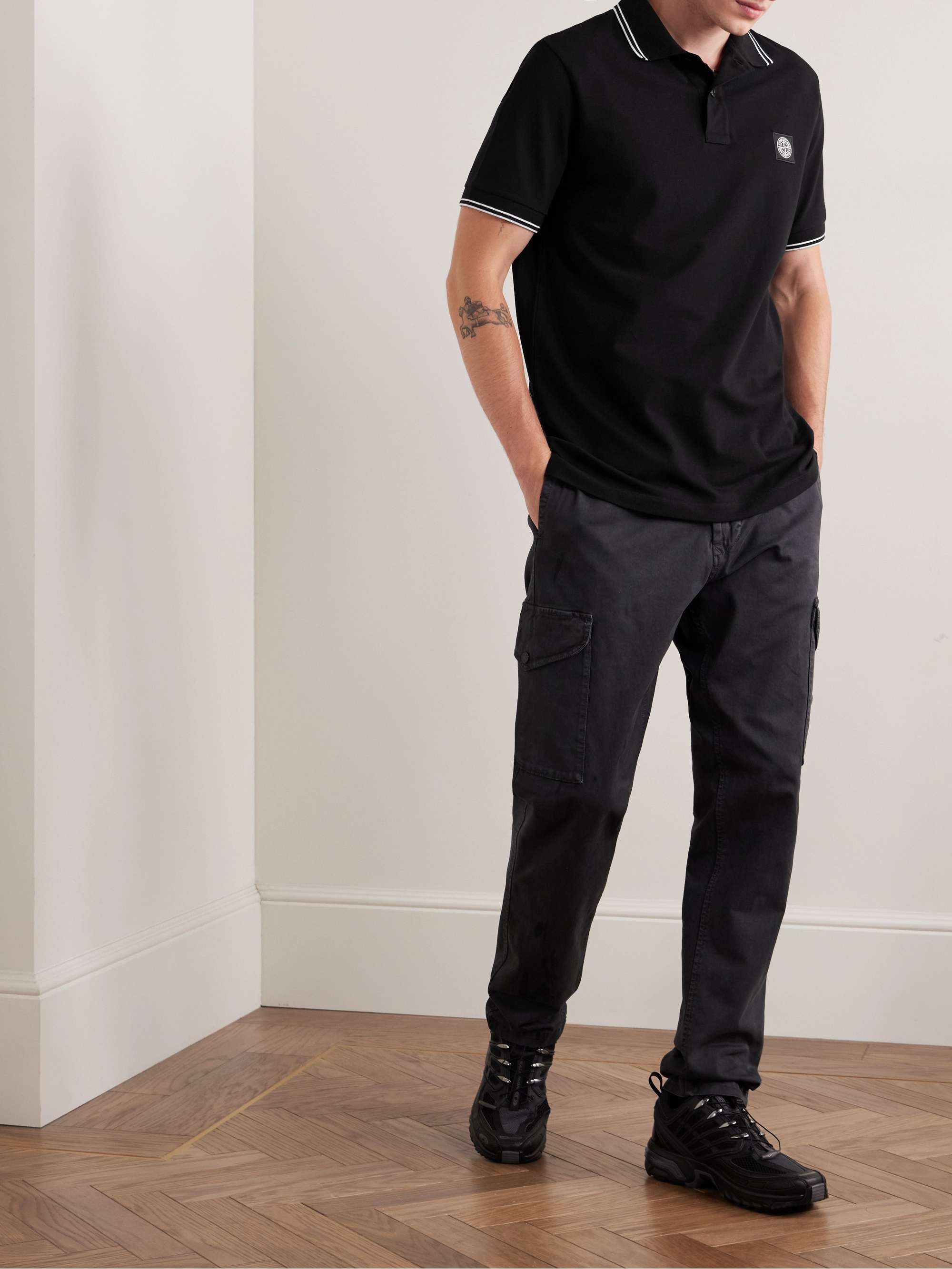 Logo-Appliquéd Stretch-Cotton Piqué Polo Shirt view