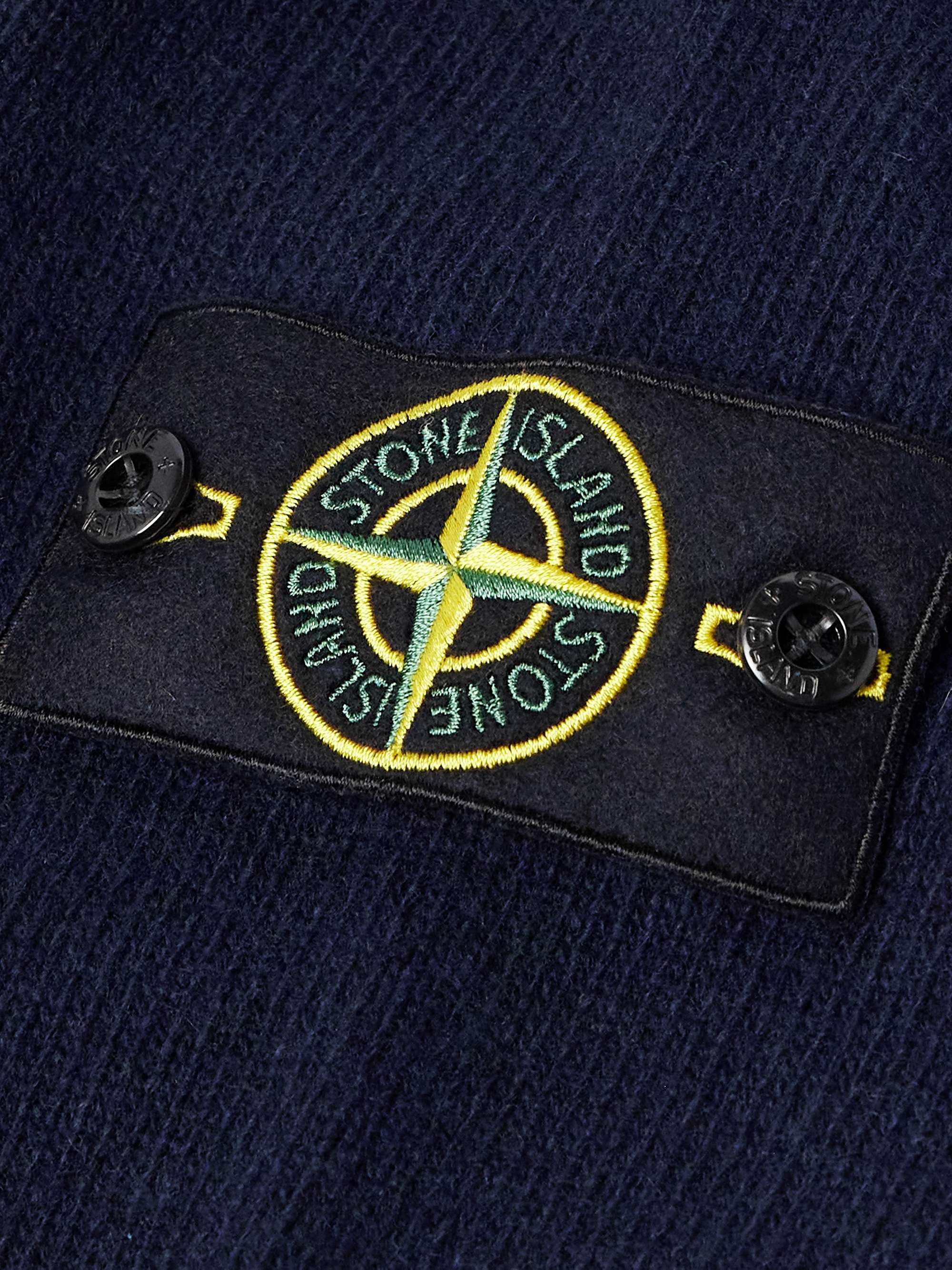 Logo-Appliquéd Wool-Blend Half-Placket Sweater view