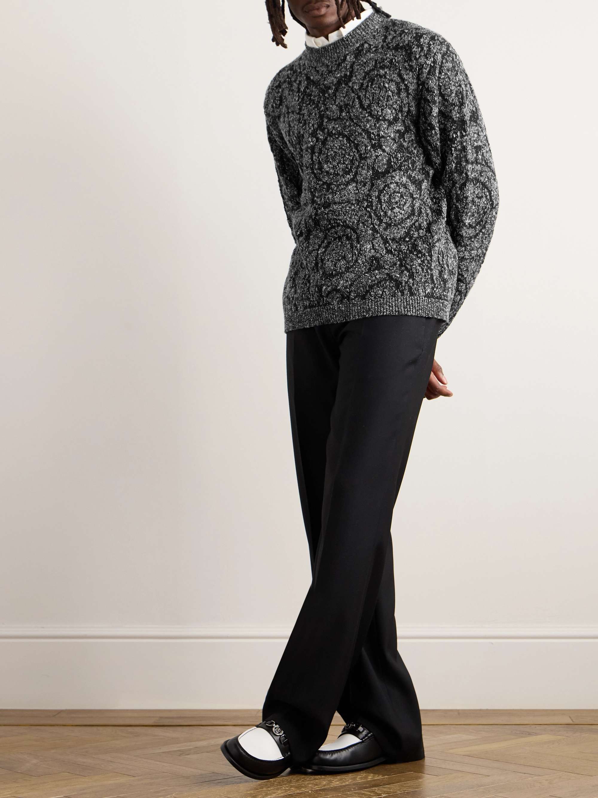 Jacquard-Knit Cotton-Blend Sweater view