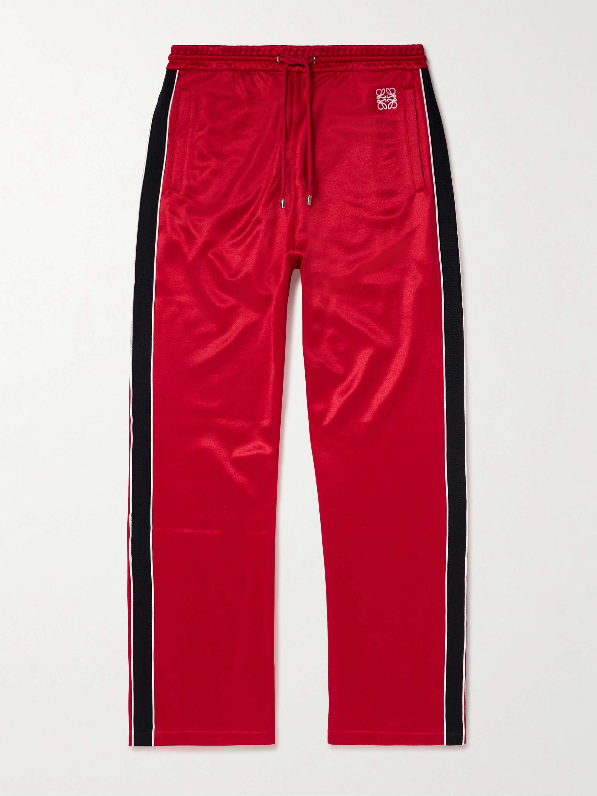 Straight-Leg Logo-Embroidered Striped Tech-Jersey Sweatpants view