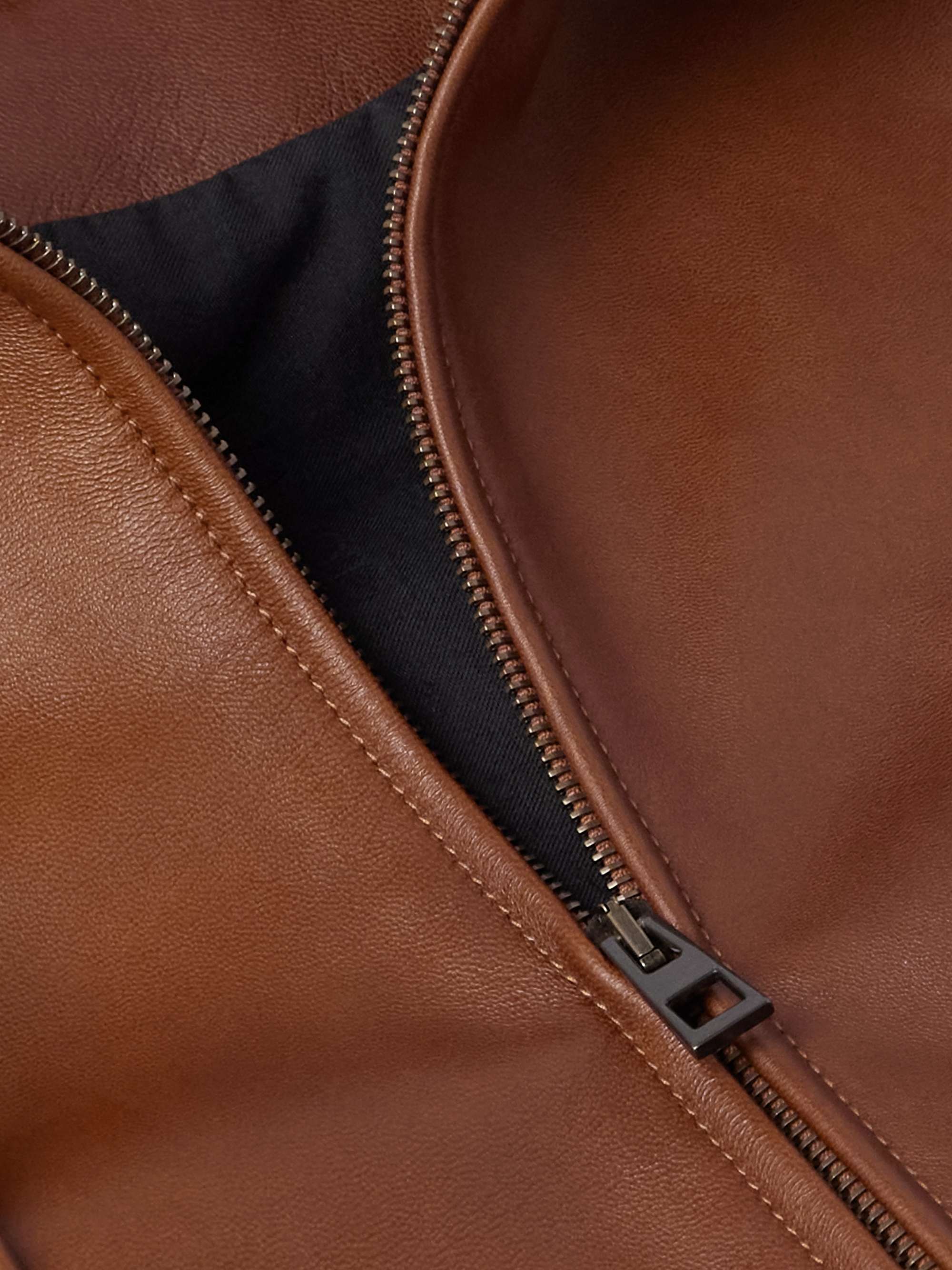 Shearling-Trimmed Leather Hooded Jacket view