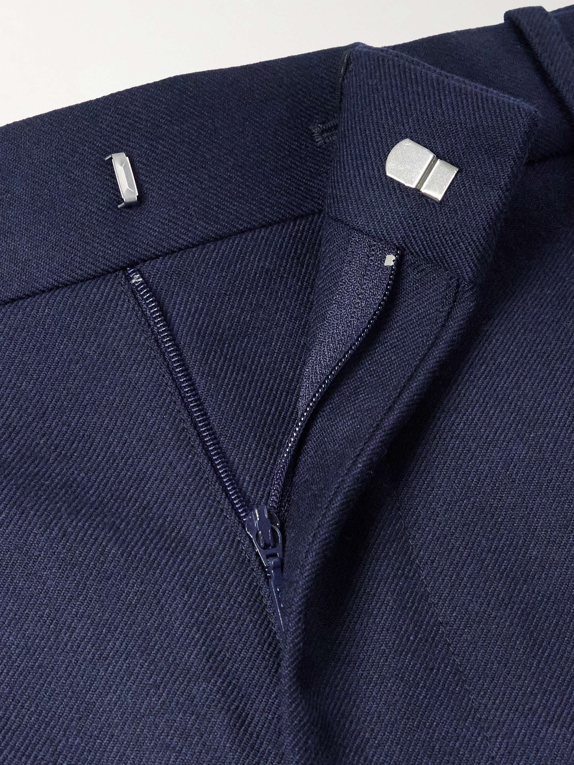 Wide-Leg Pleated Wool-Twill Trousers view