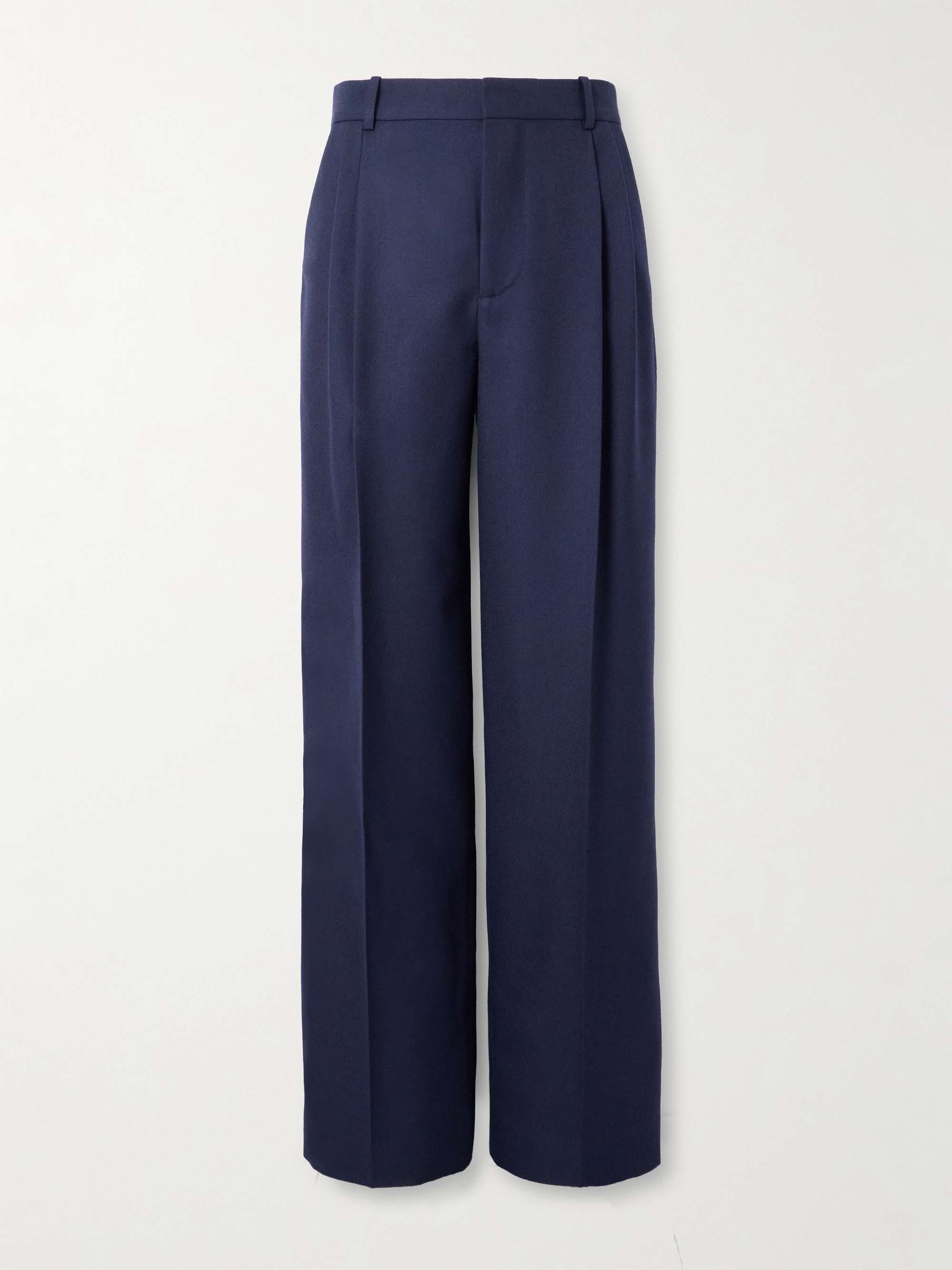 Wide-Leg Pleated Wool-Twill Trousers view