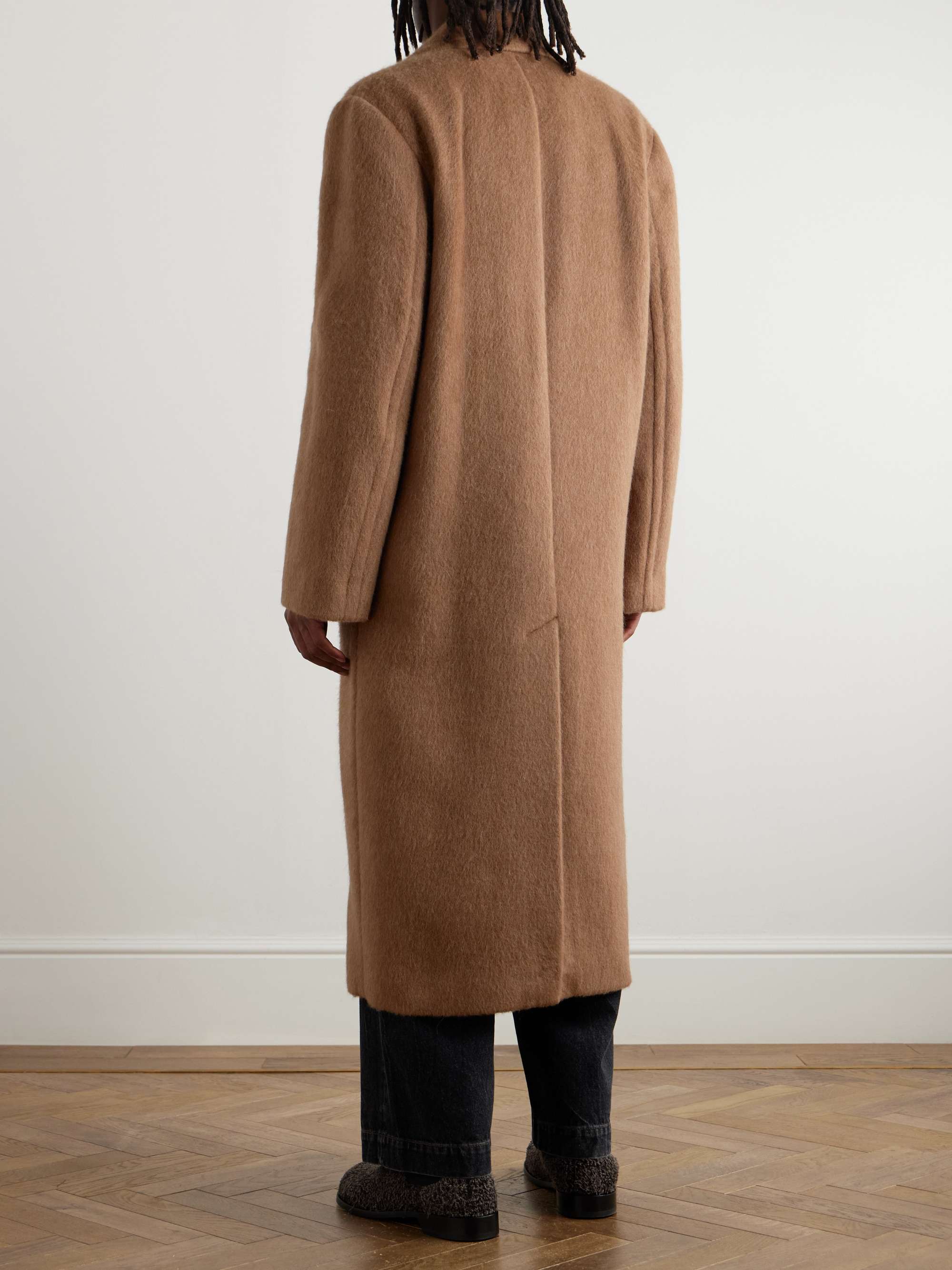 Oversized Double-Breasted Brushed Llama and Wool-Blend Coat view