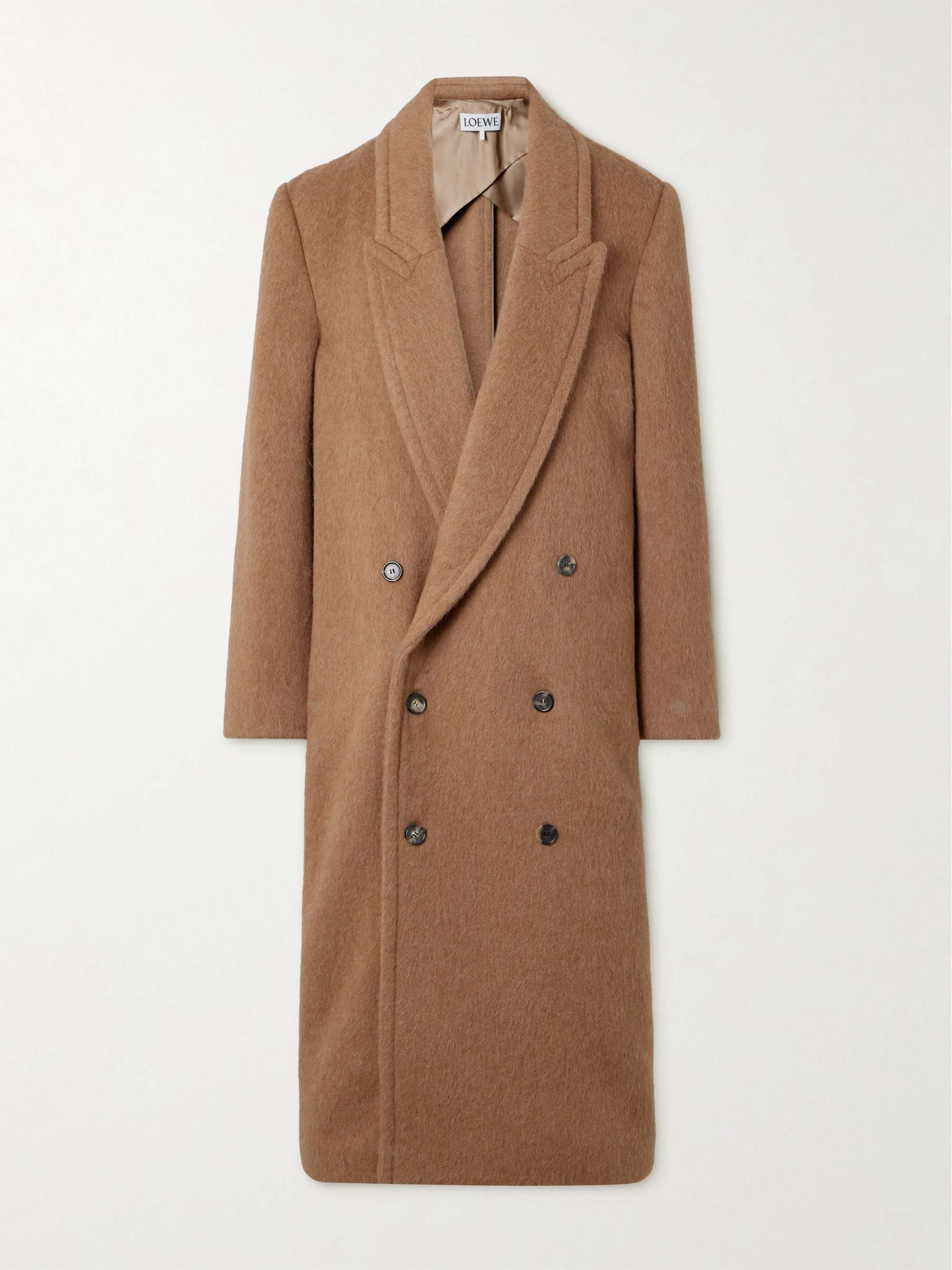 Oversized Double-Breasted Brushed Llama and Wool-Blend Coat view