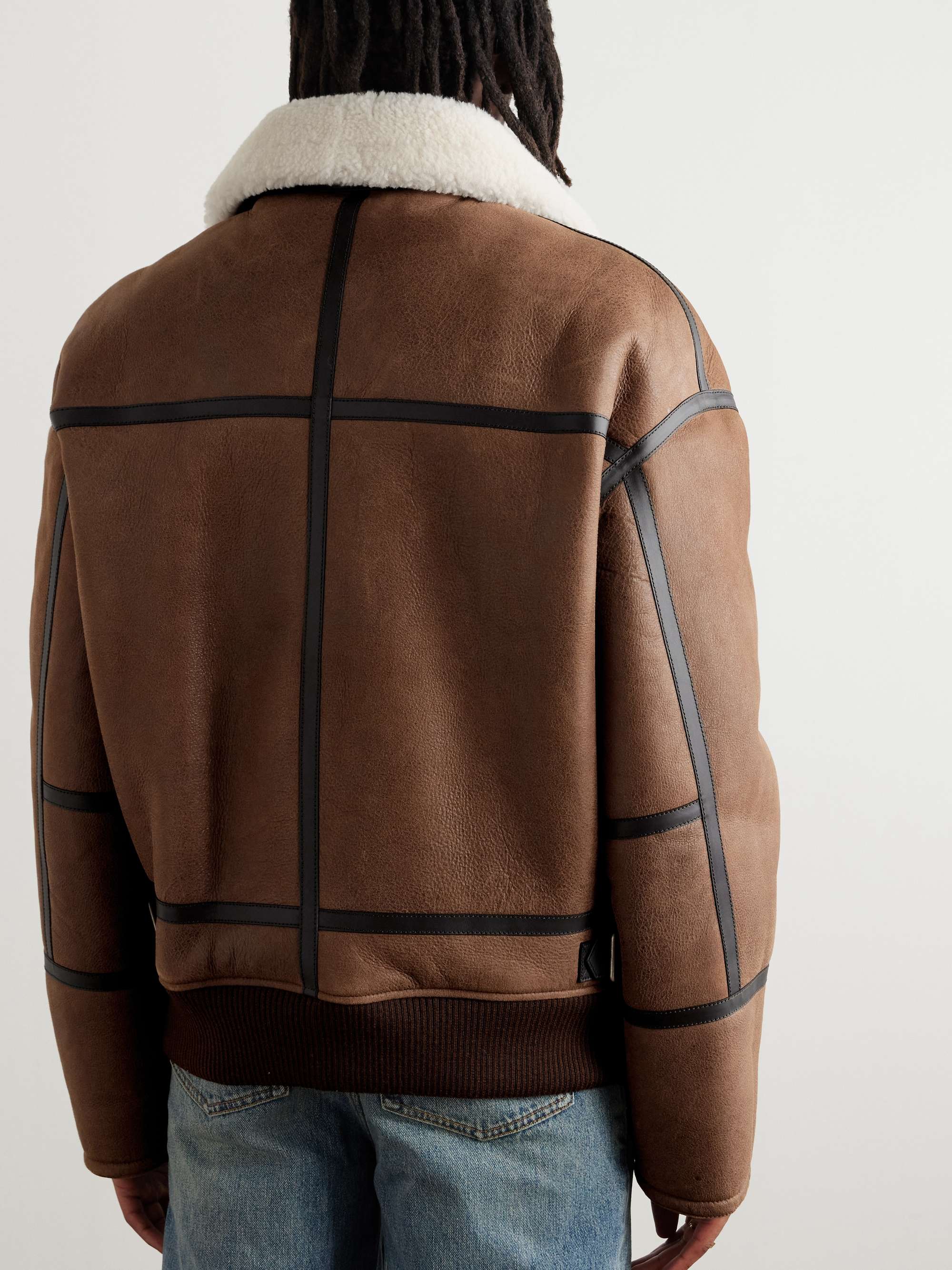 Leather-Trimmed Shearling Jacket view