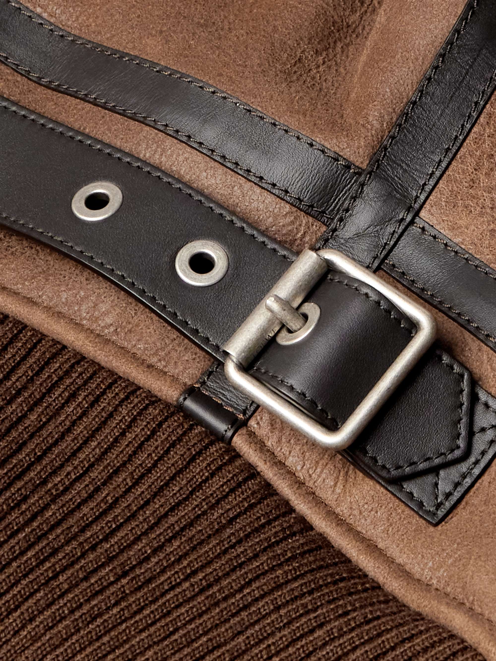 Leather-Trimmed Shearling Jacket view