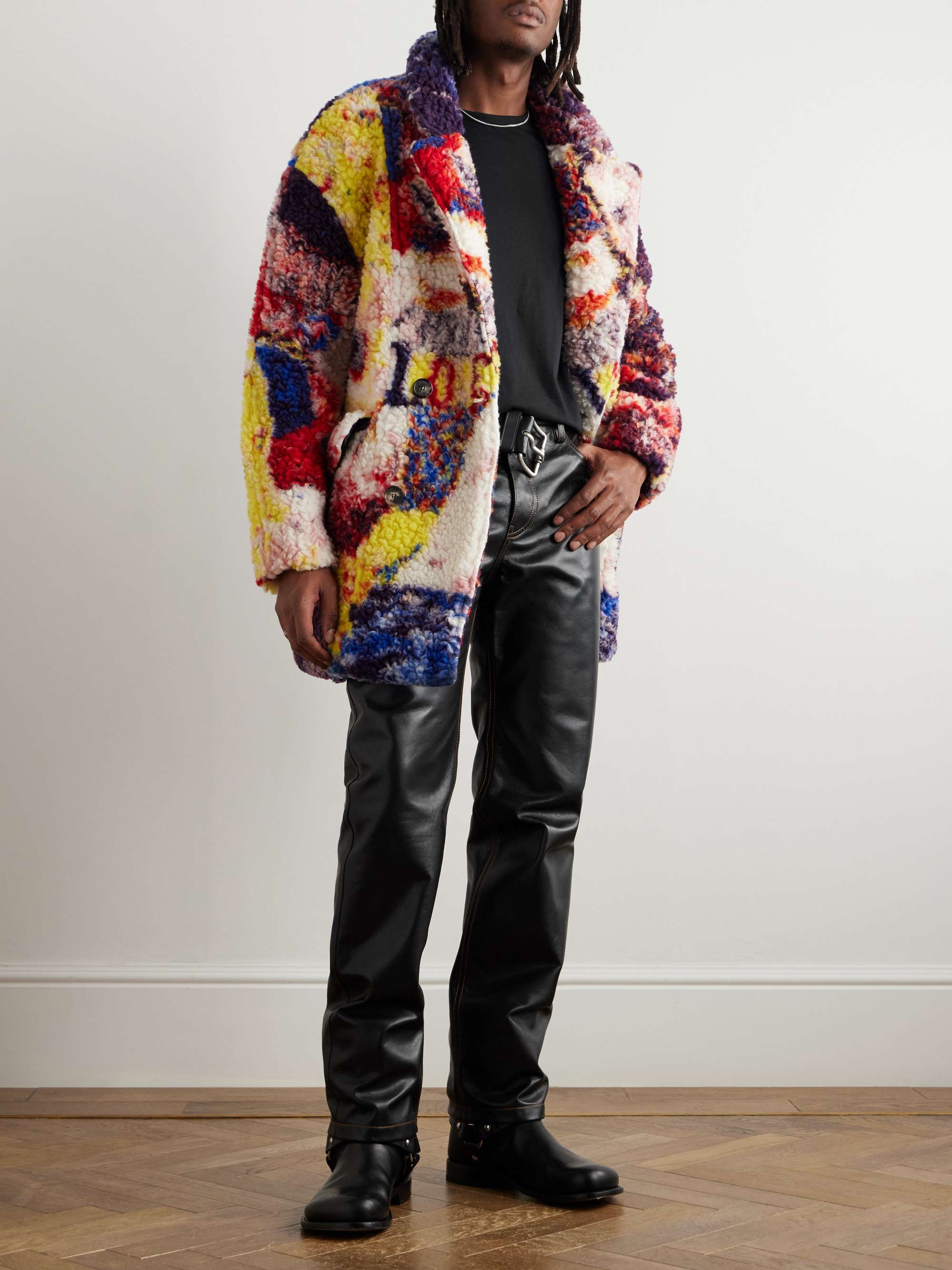 Straight-Leg Belted Leather Trousers view
