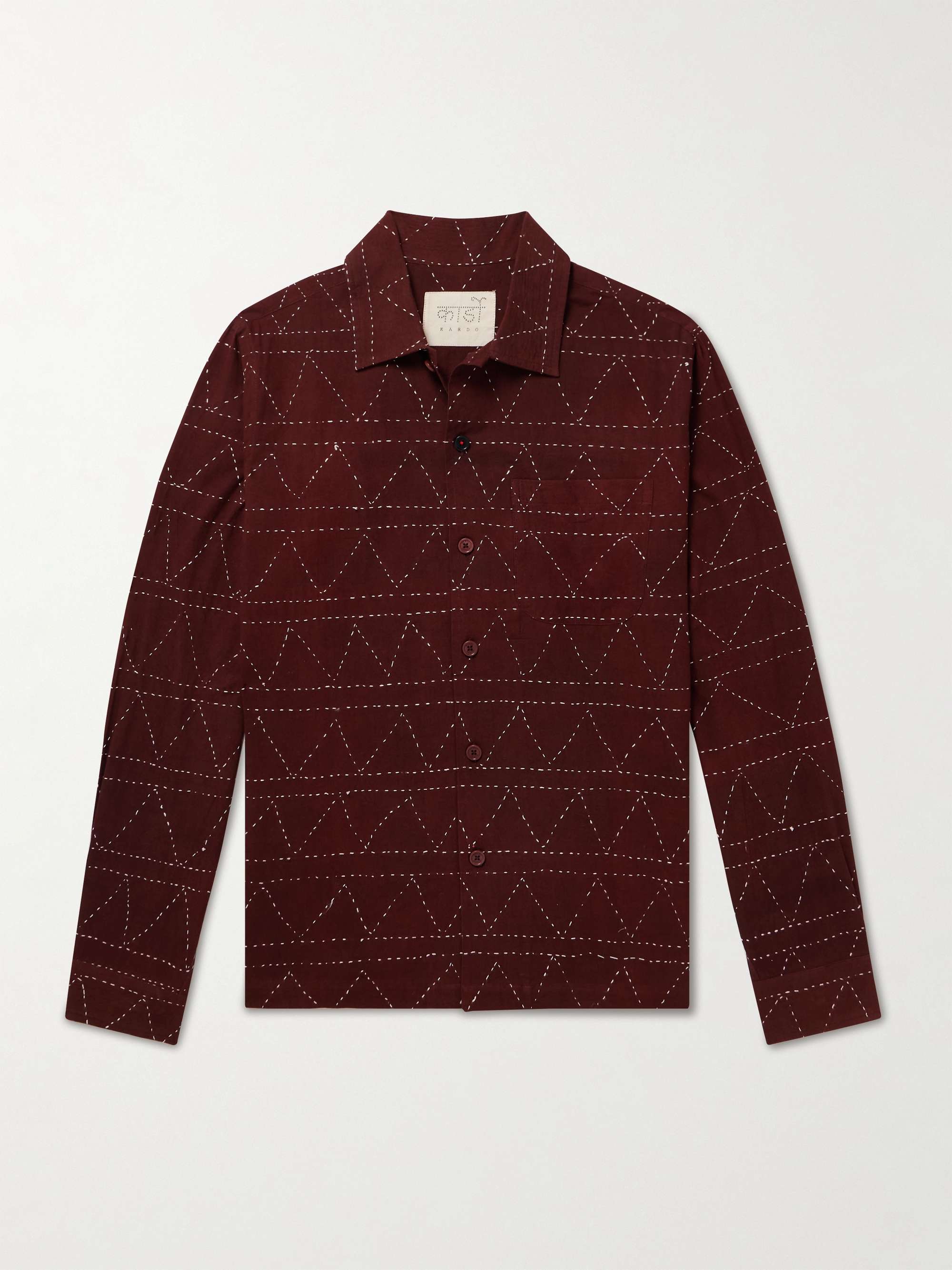 Gianni Convertible-Collar Embroidered Cotton Shirt view