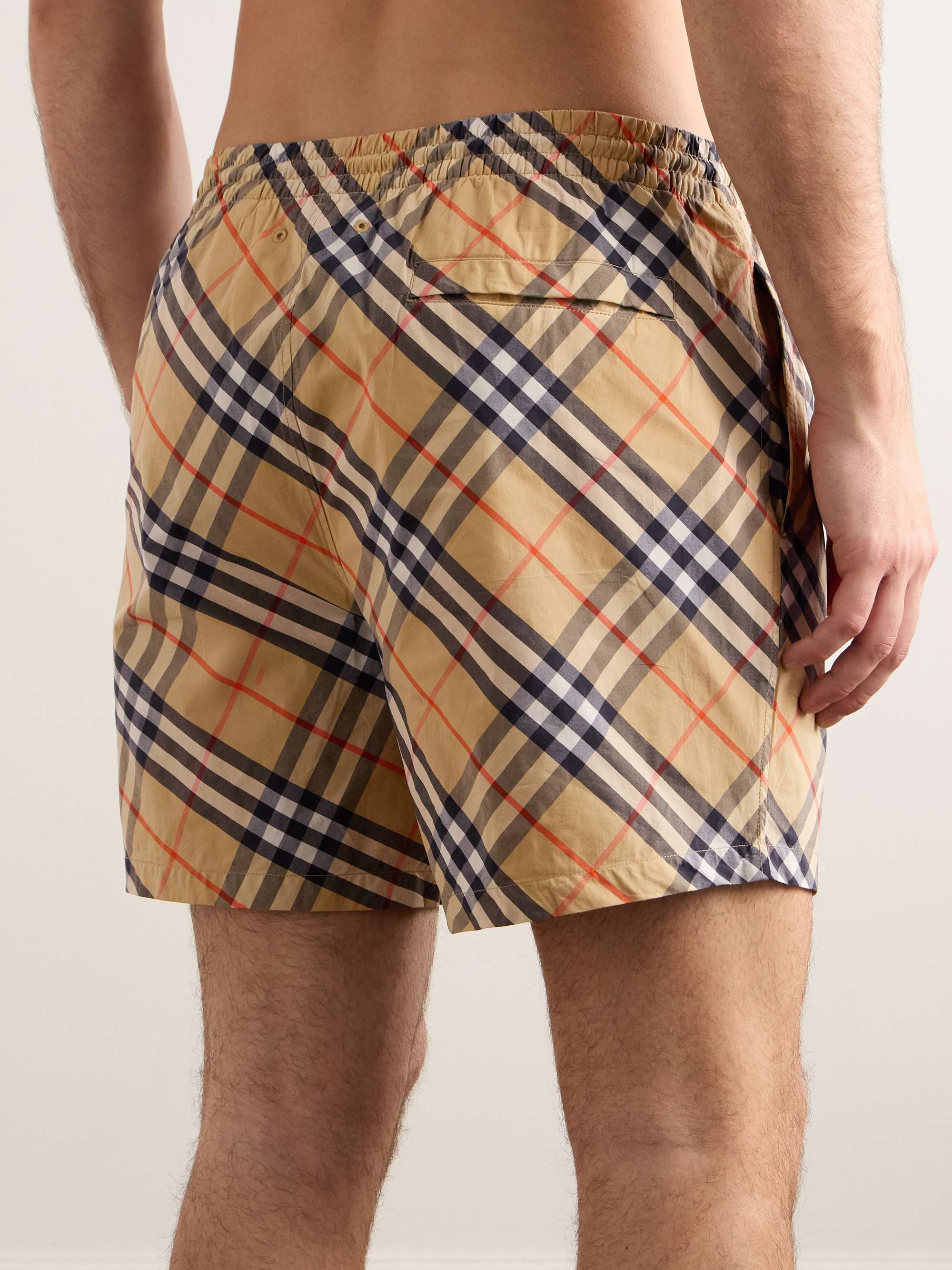 Straight-Leg Mid-Length Checked Swim Shorts view