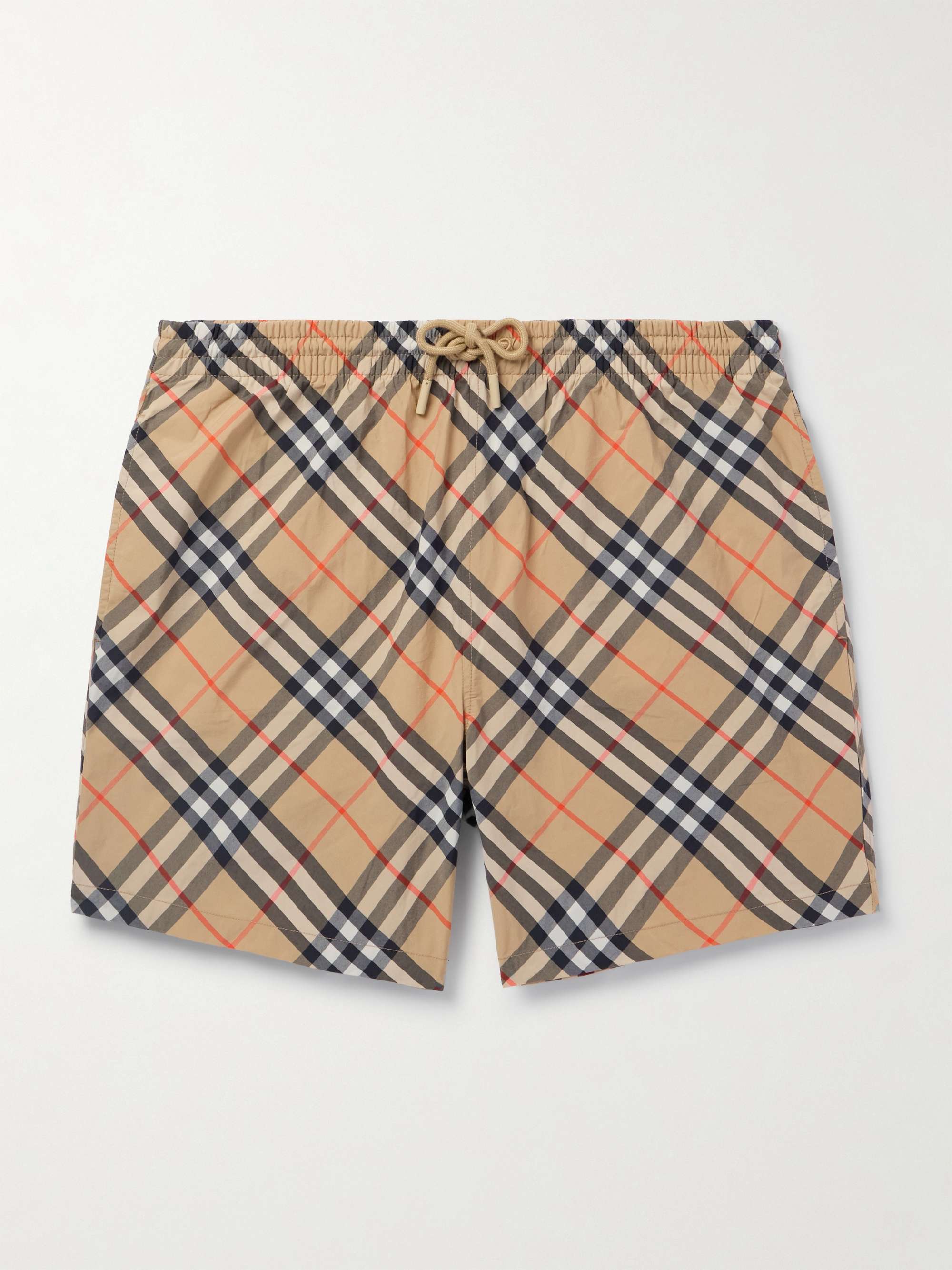 Straight-Leg Mid-Length Checked Swim Shorts view