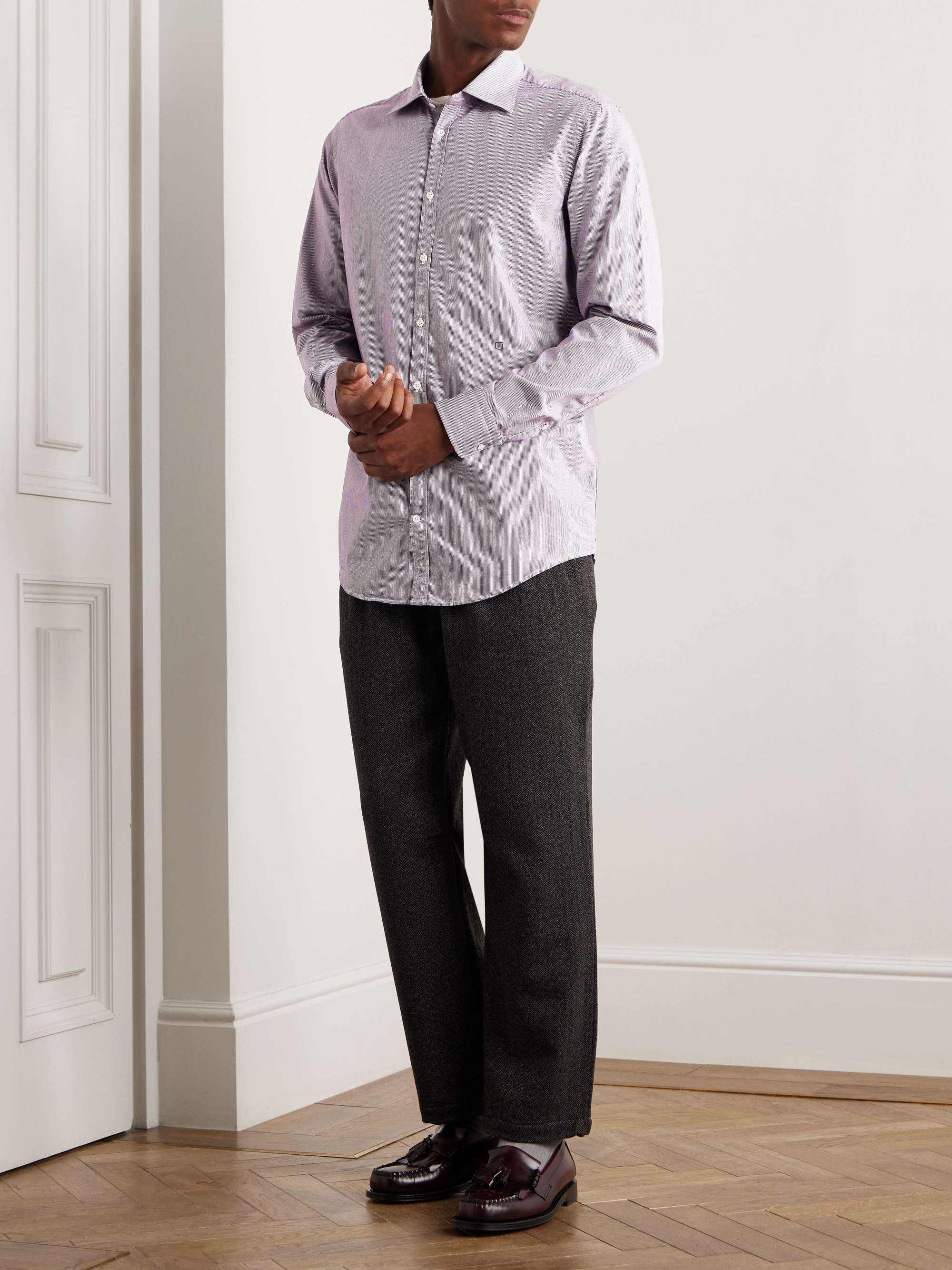 Genova Striped Cotton-Poplin Shirt view