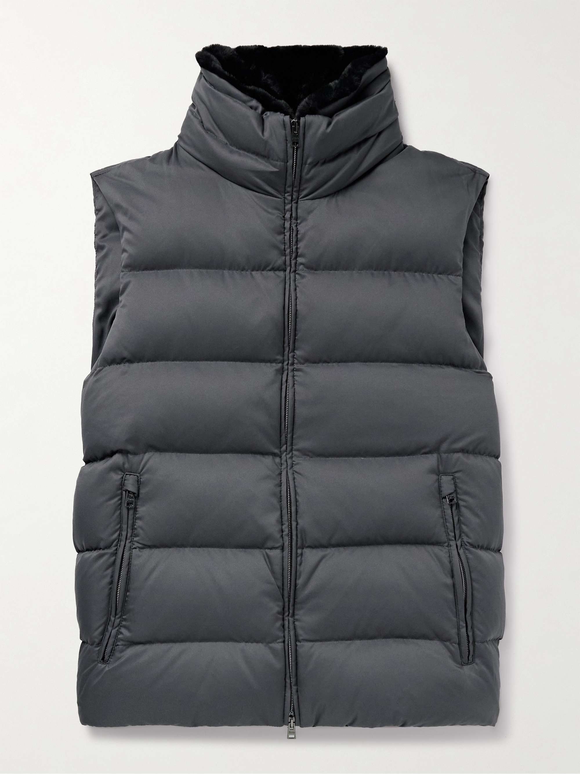 Faux Shearling-Trimmed Quilted Shell Down Gilet view