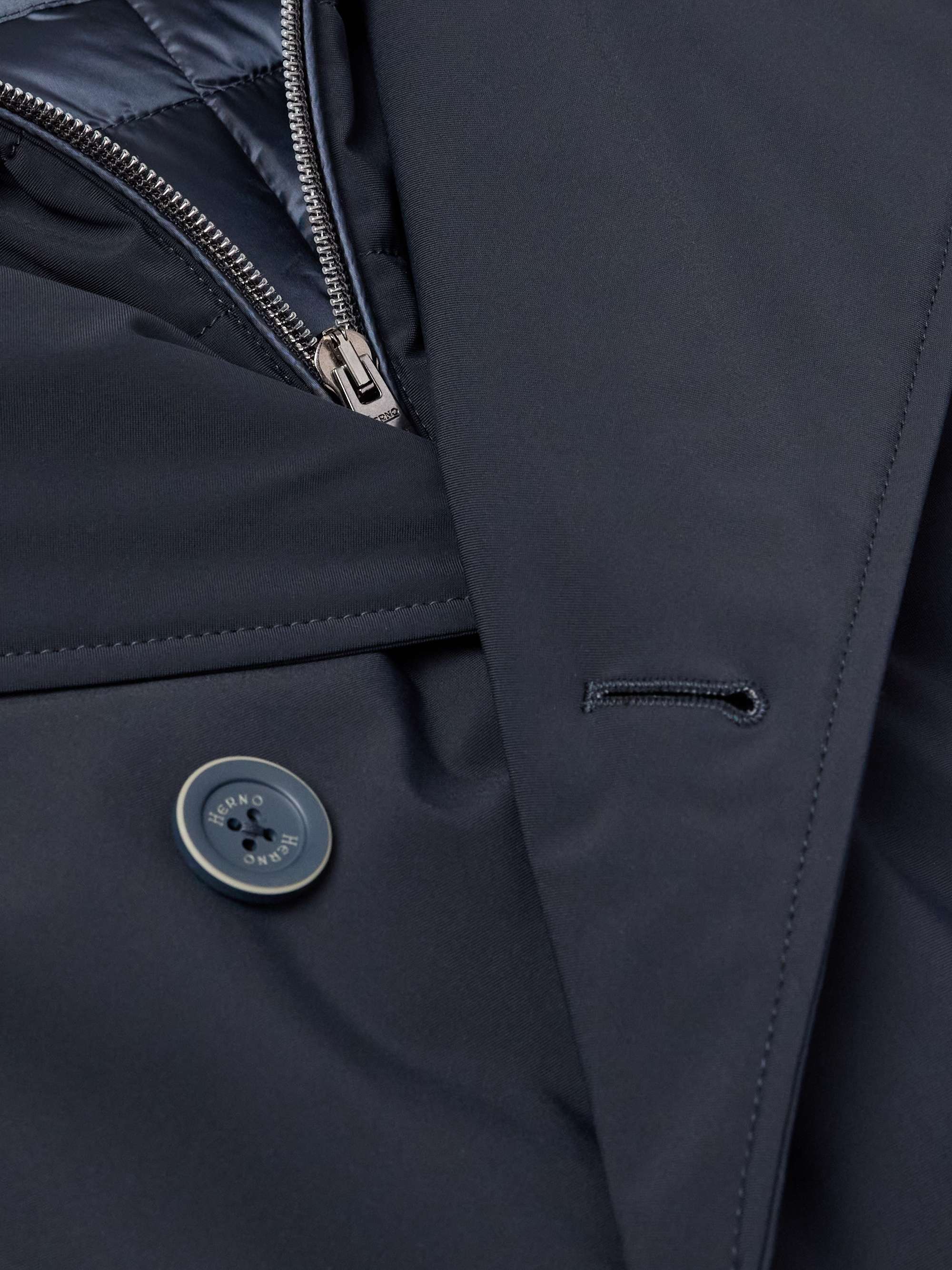 Double-Breasted Padded Stretch-Shell Down Peacoat view