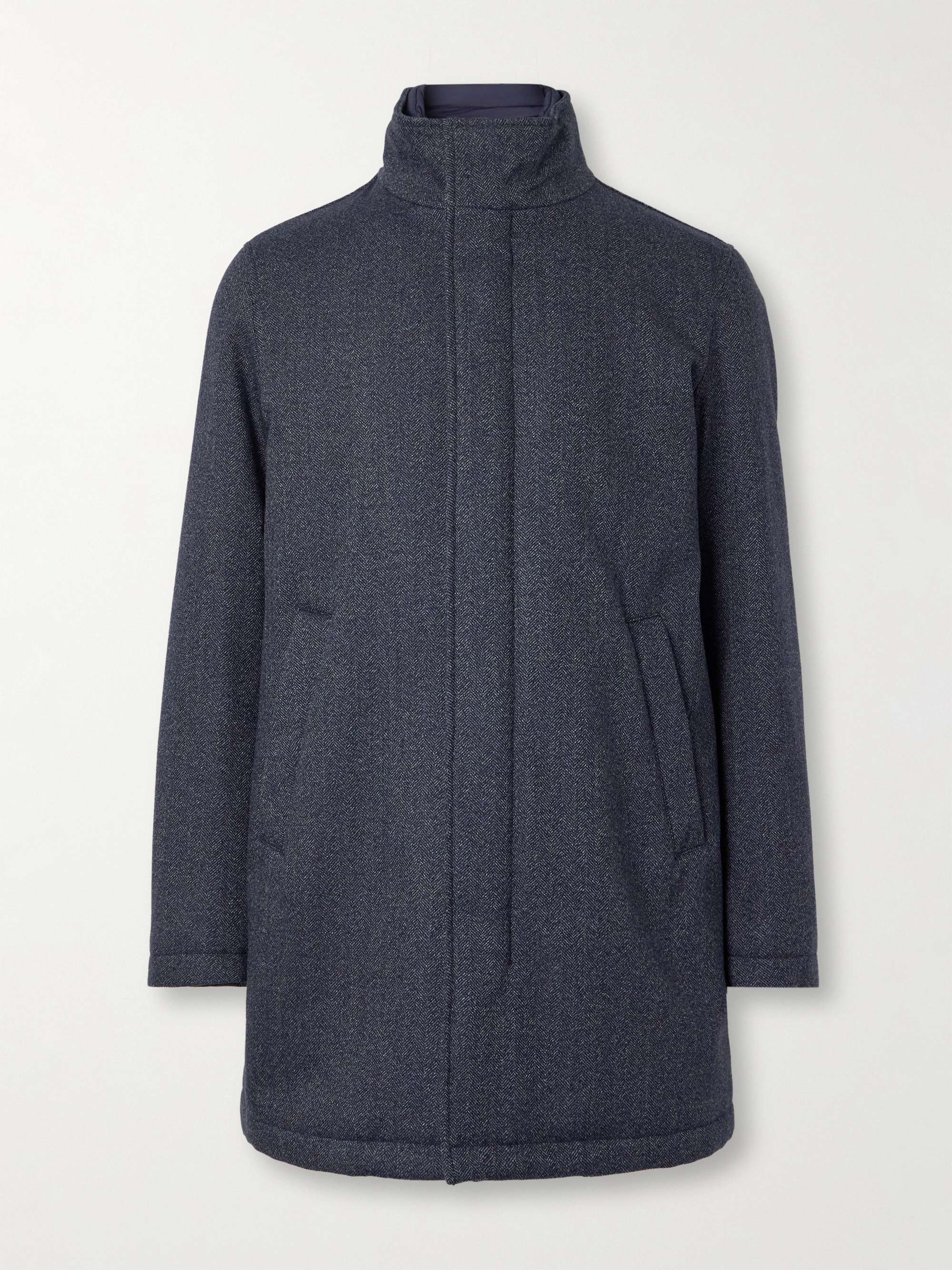 Layered Padded Herringbone Virgin Wool-Twill Coat view