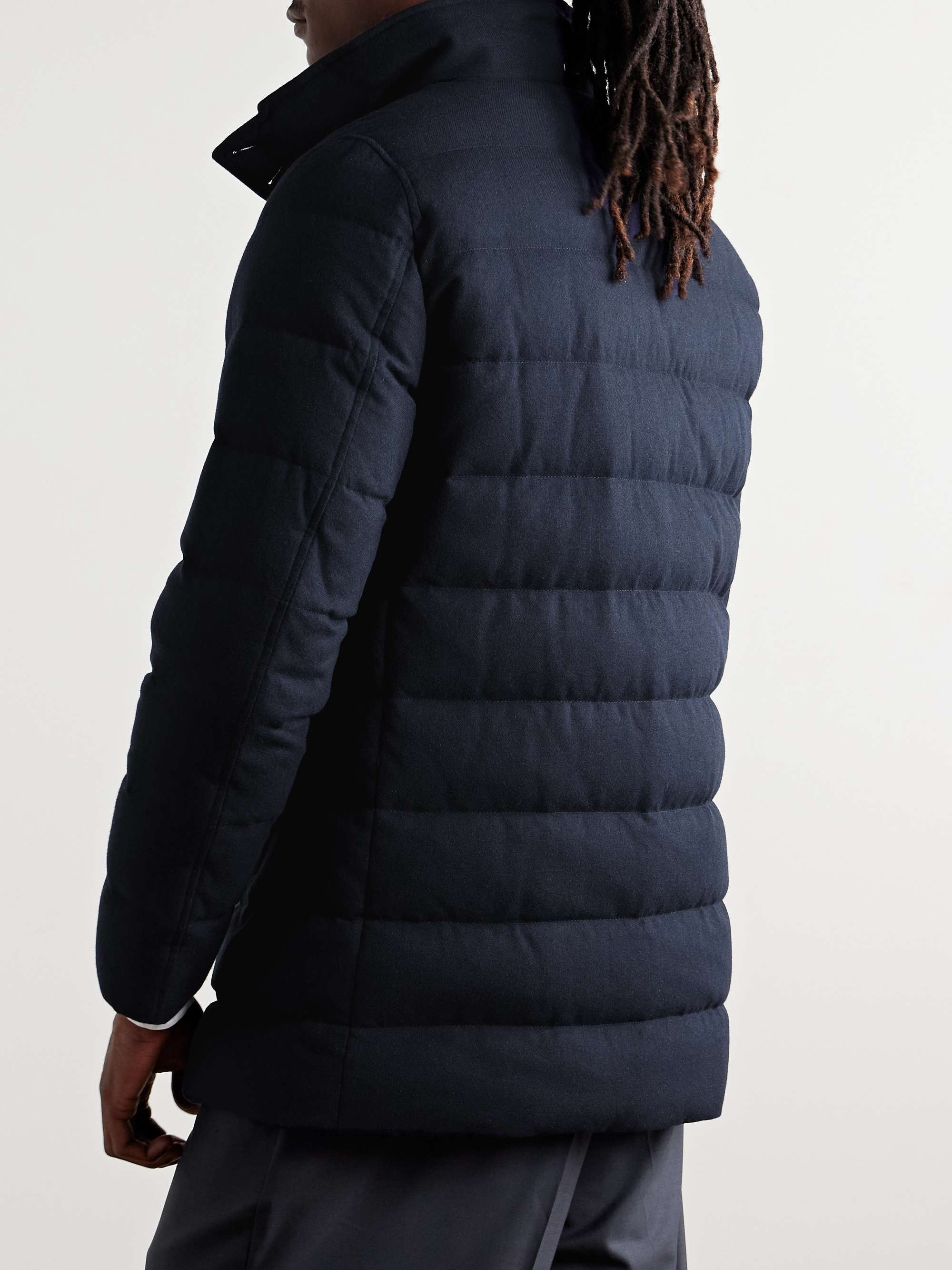 Slim-Fit Quilted Recycled Cashmere-Blend Twill Coat view