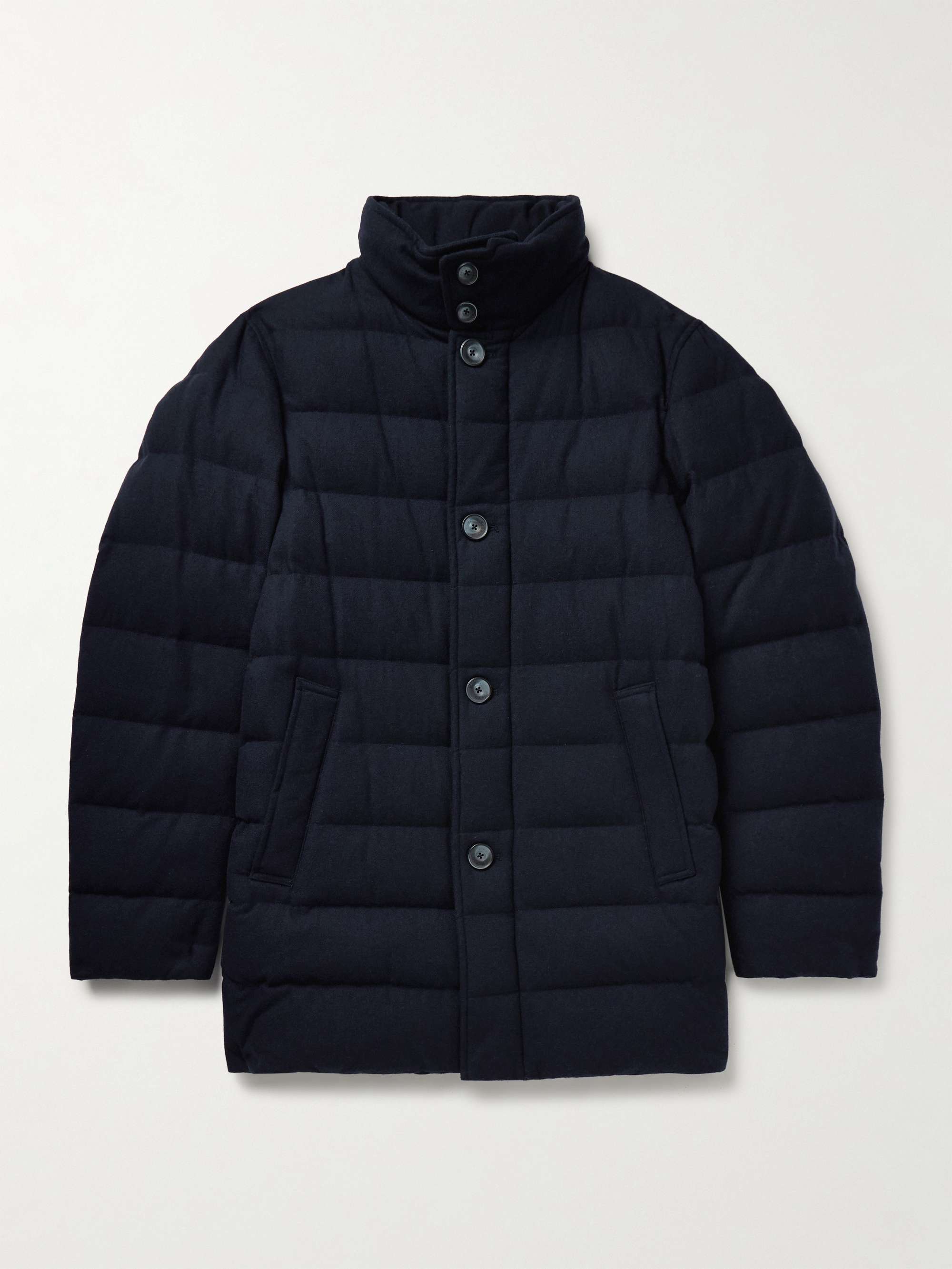 Slim-Fit Quilted Recycled Cashmere-Blend Twill Coat view