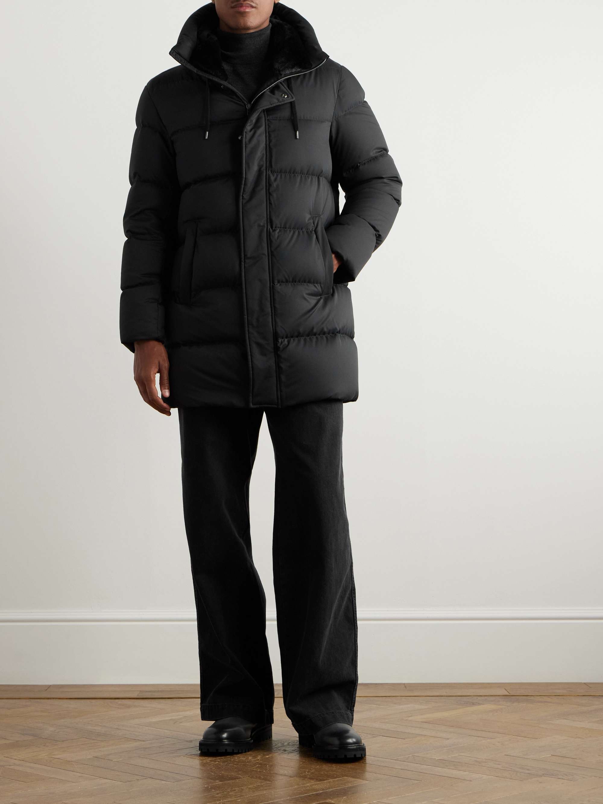 Quilted Twill Down Hooded Jacket view