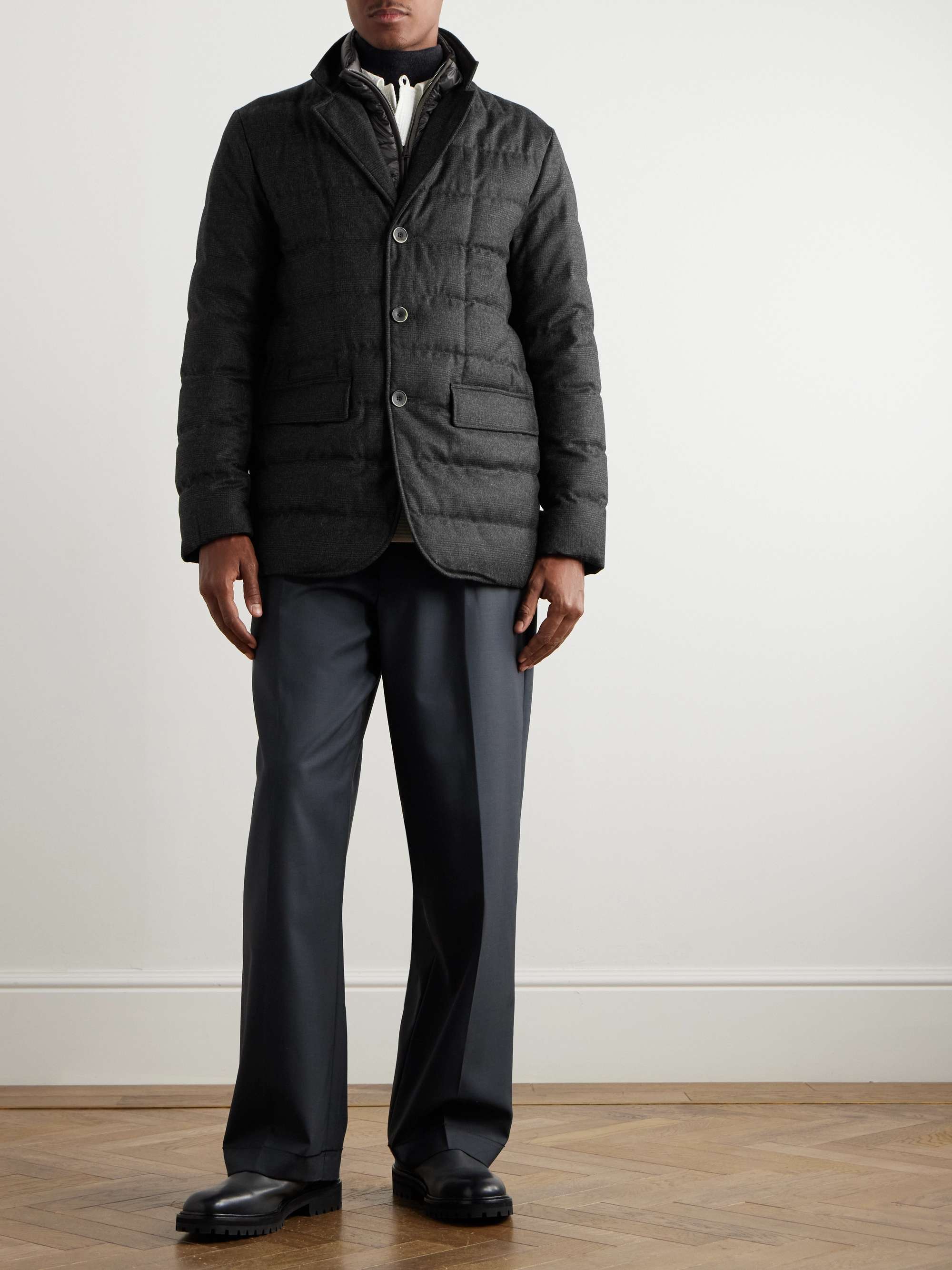 Slim-Fit Prince of Wales Checked Wool and Cashmere-Blend Blazer with Detachable Gilet view