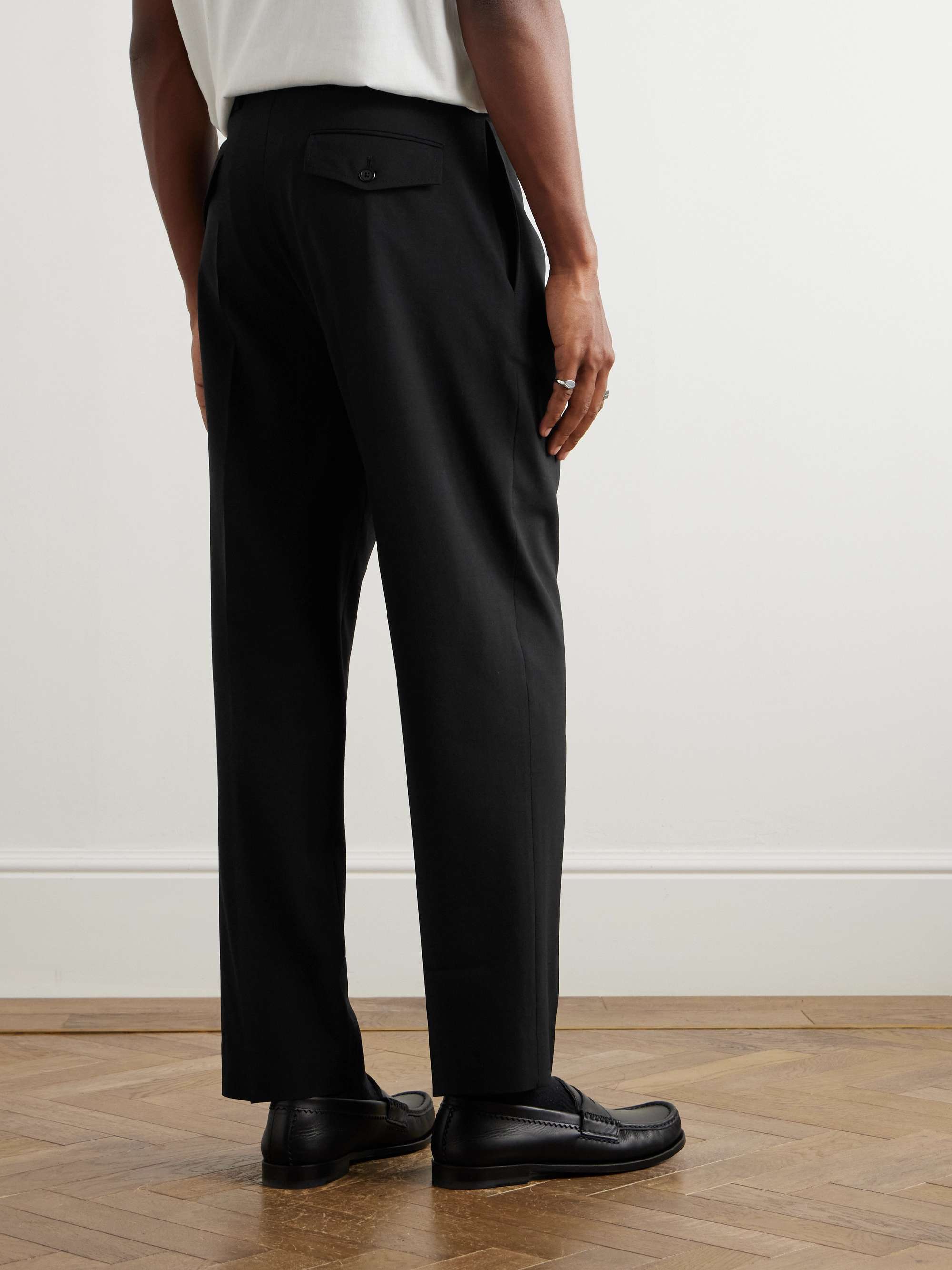 Straight-Leg Pleated Wool-Twill Suit Trousers view