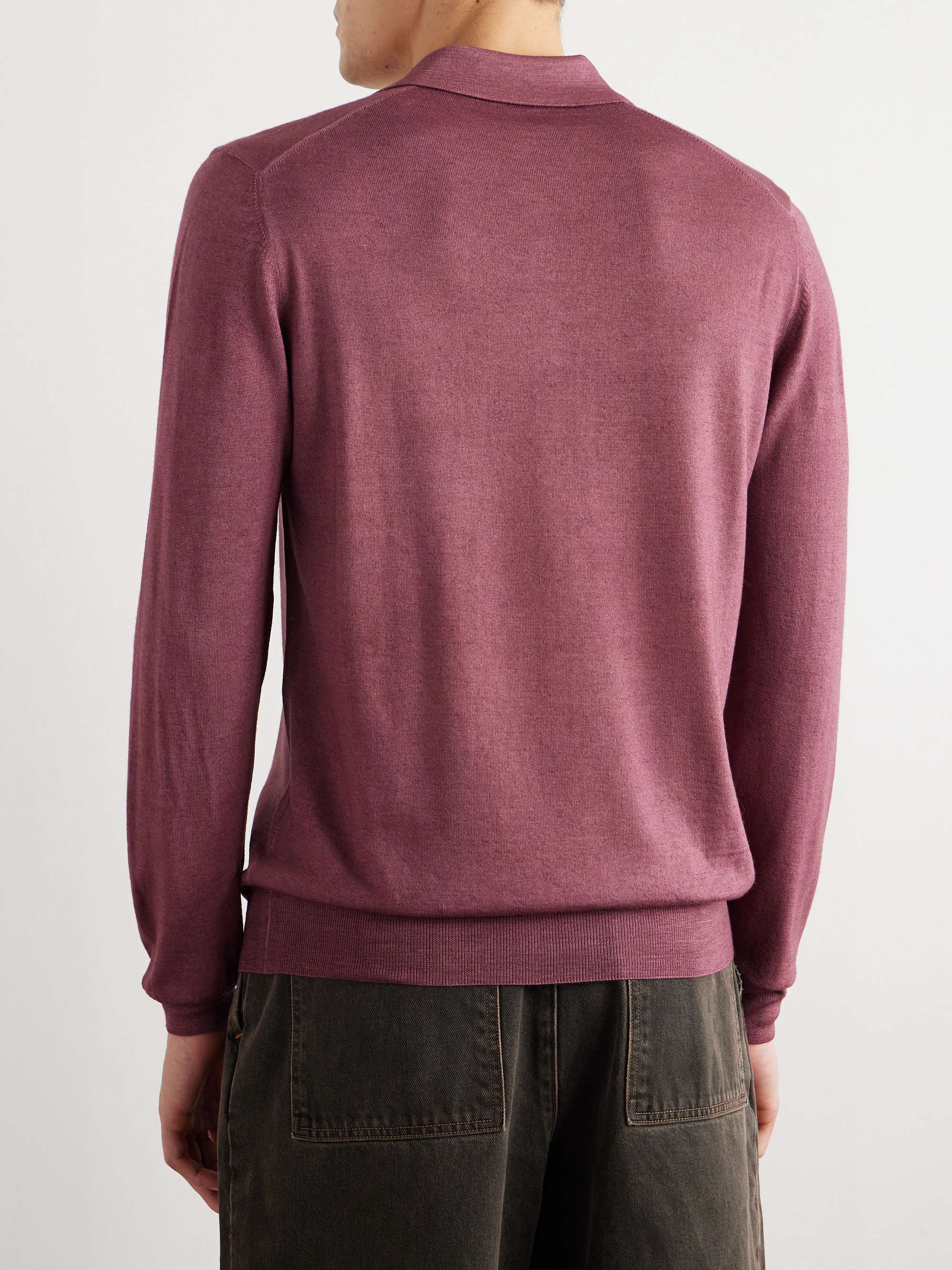 Slim-Fit Garment-Dyed Virgin Wool Polo Shirt view
