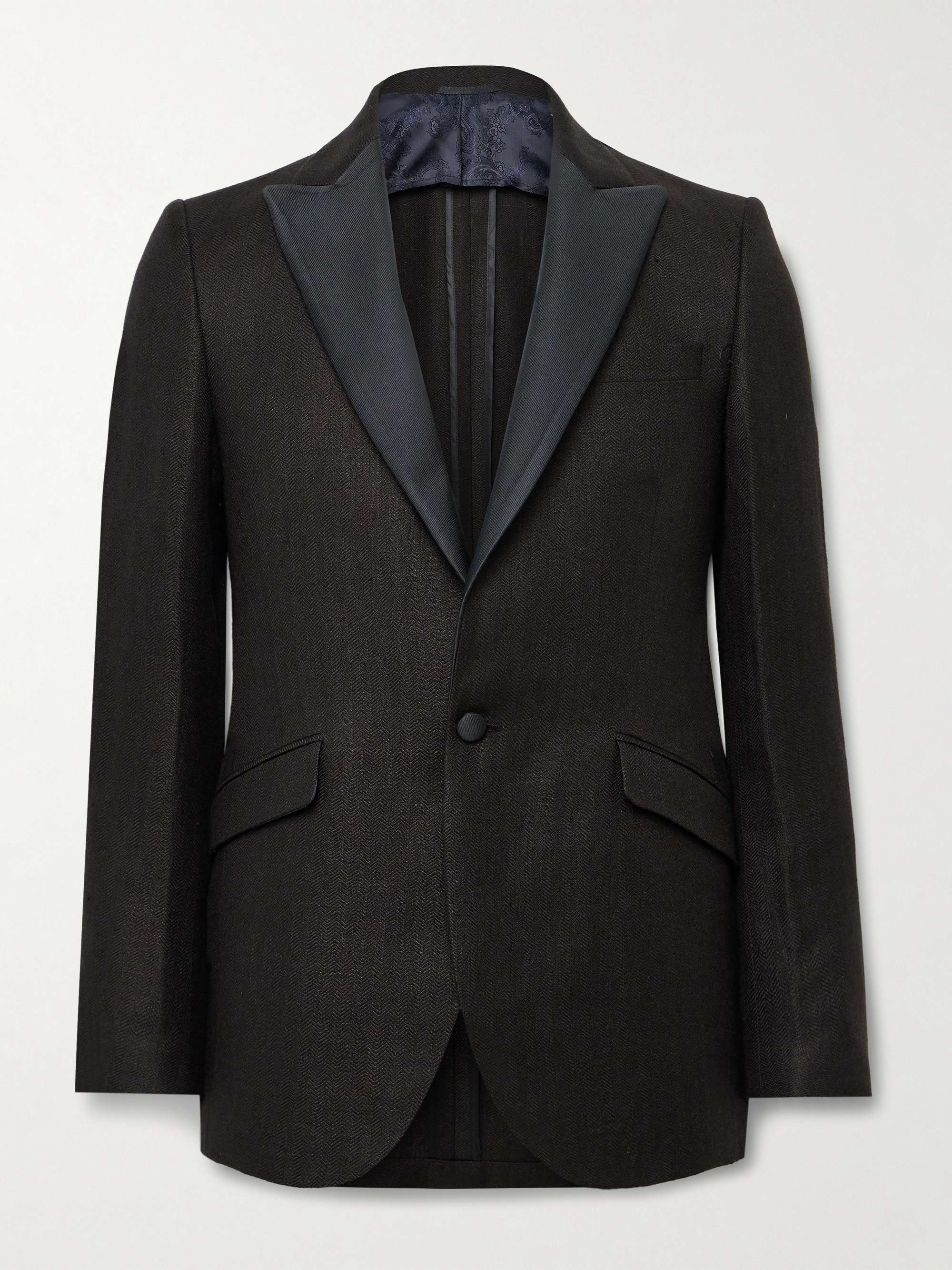 Randwick Slim-Fit Faille-Trimmed Herringbone Linen and Silk-Blend Tuxedo Jacket view