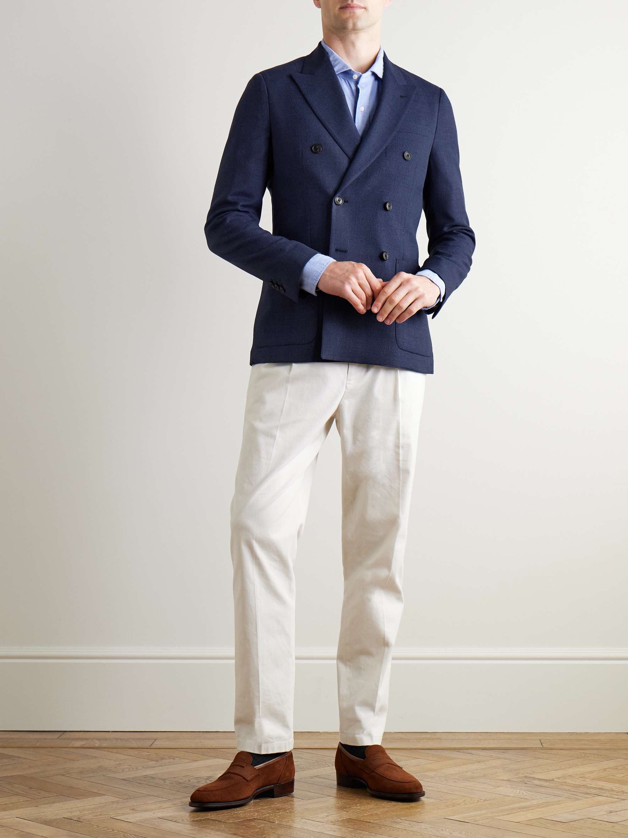 Double-Breasted Wool-Piqué Suit Jacket view