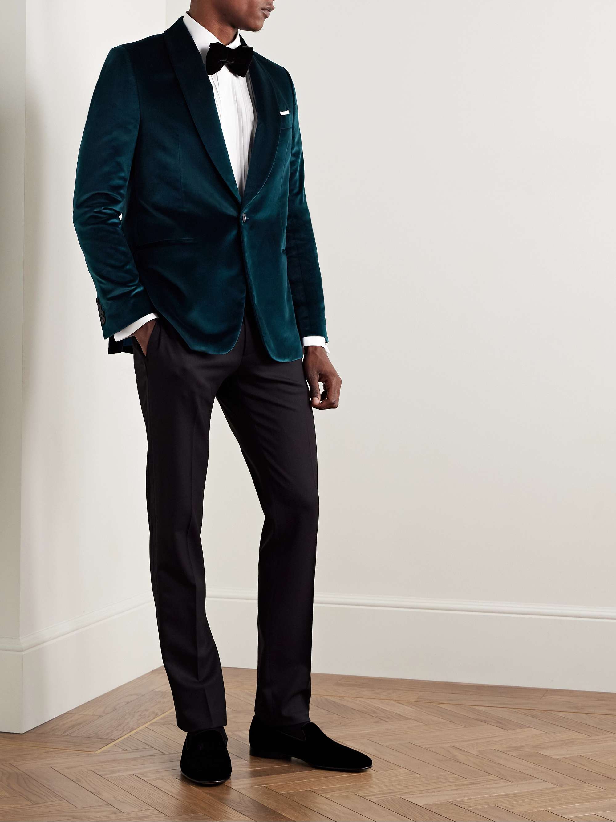 Shawl-Collar Cotton-Velvet Tuxedo Jacket view