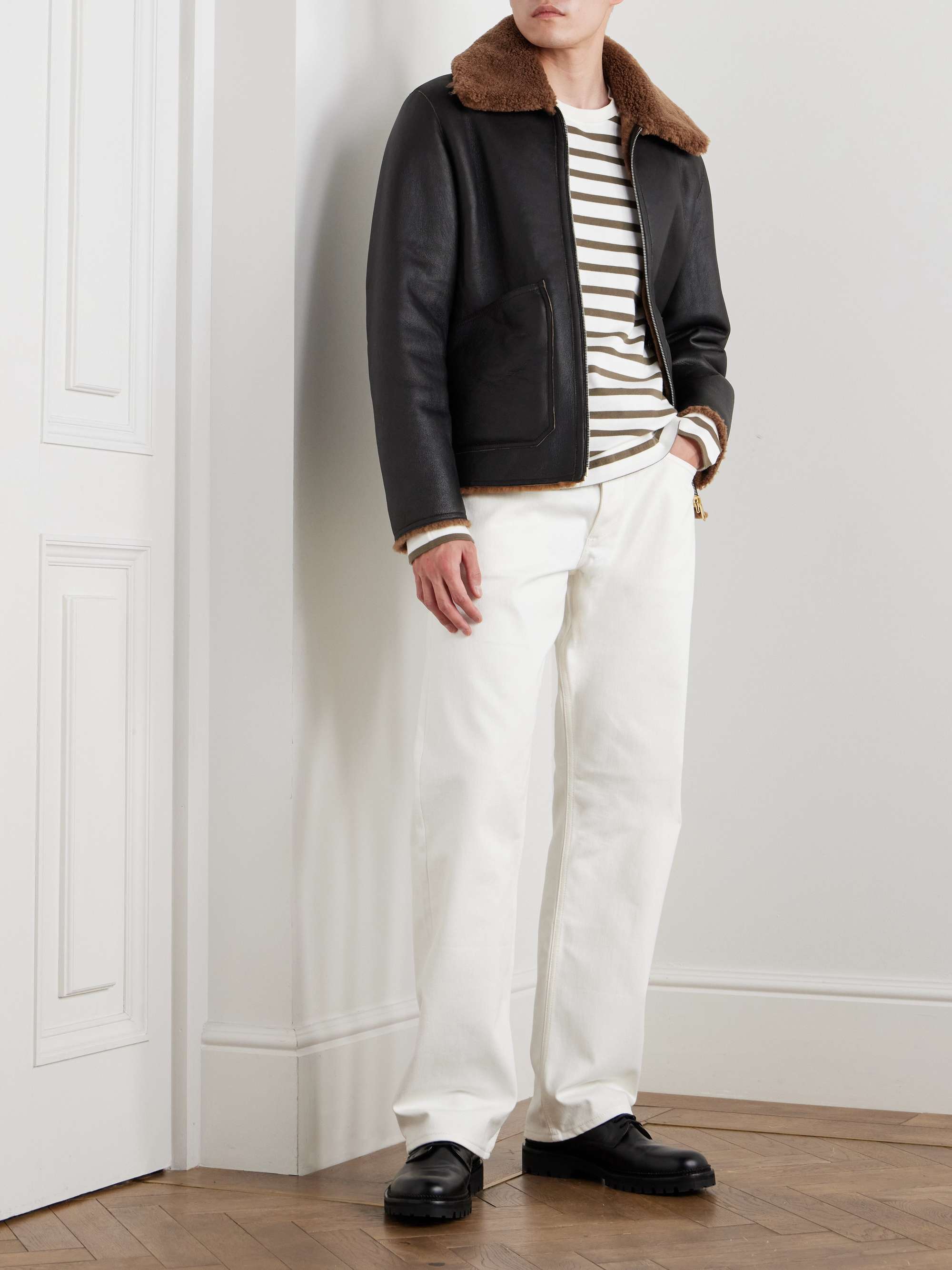 Reversible Leather and Shearling Jacket view