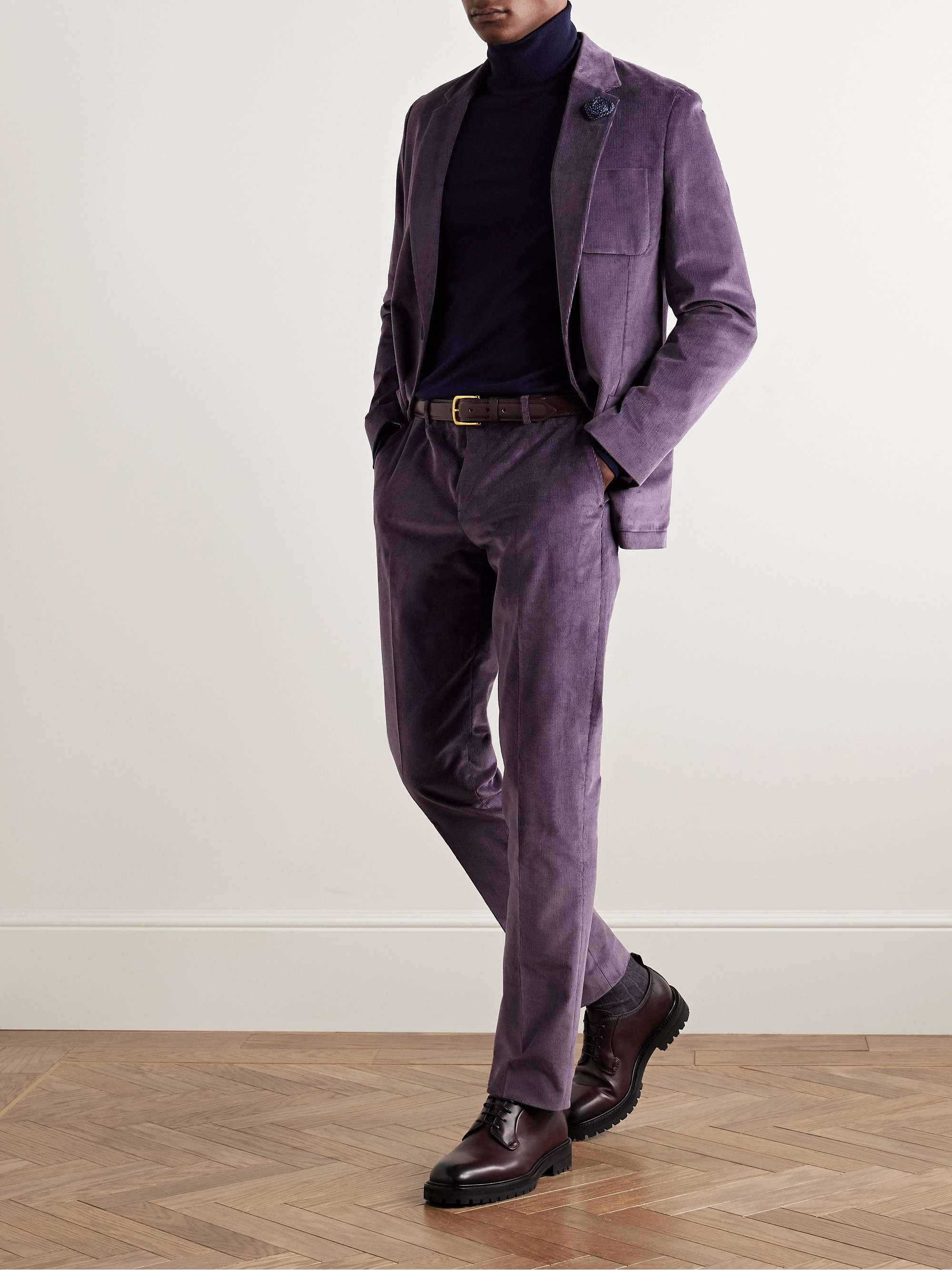 Slim-Fit Stretch-Cotton Corduroy Suit Trousers view