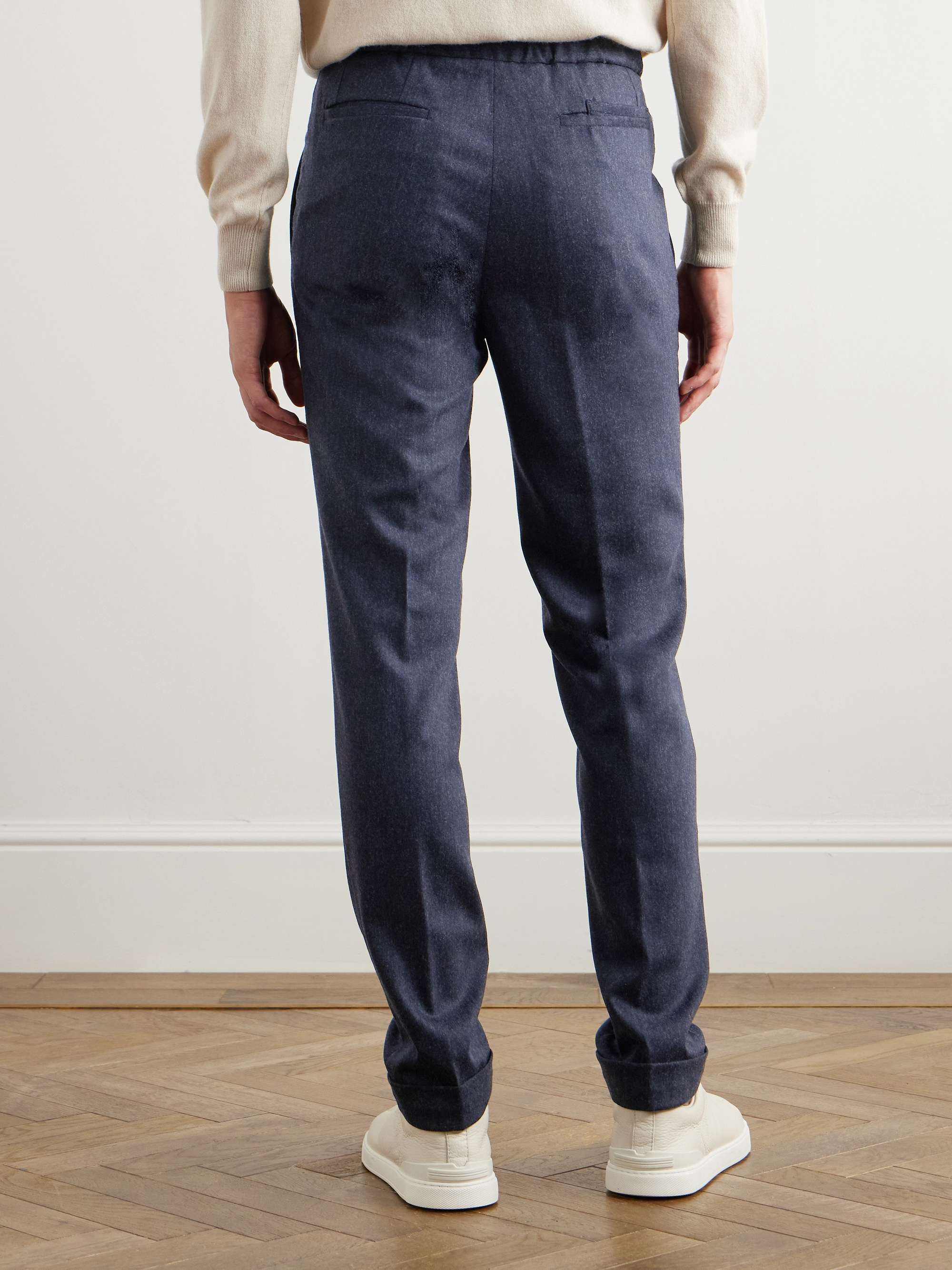 Slim-Fit Straight-Leg Pleated Wool-Blend Trousers view