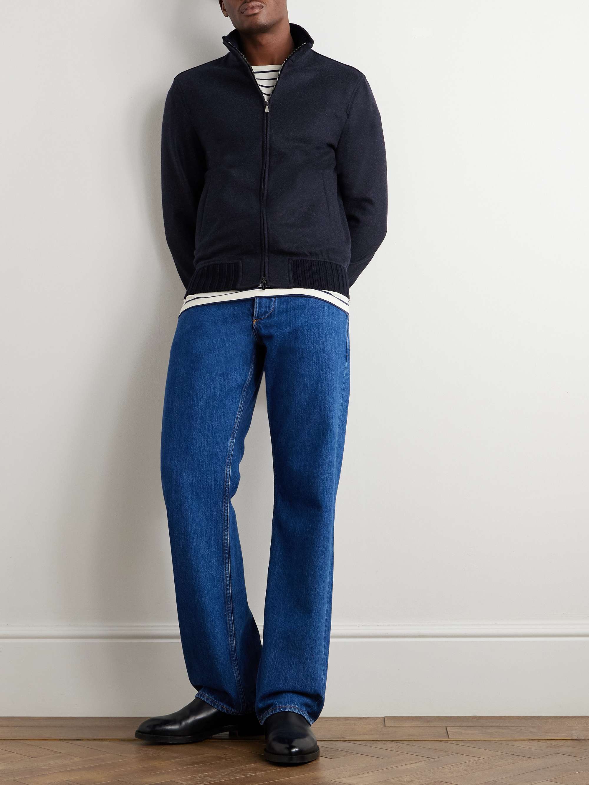 Cashmere-Blend Felt Bomber Jacket view