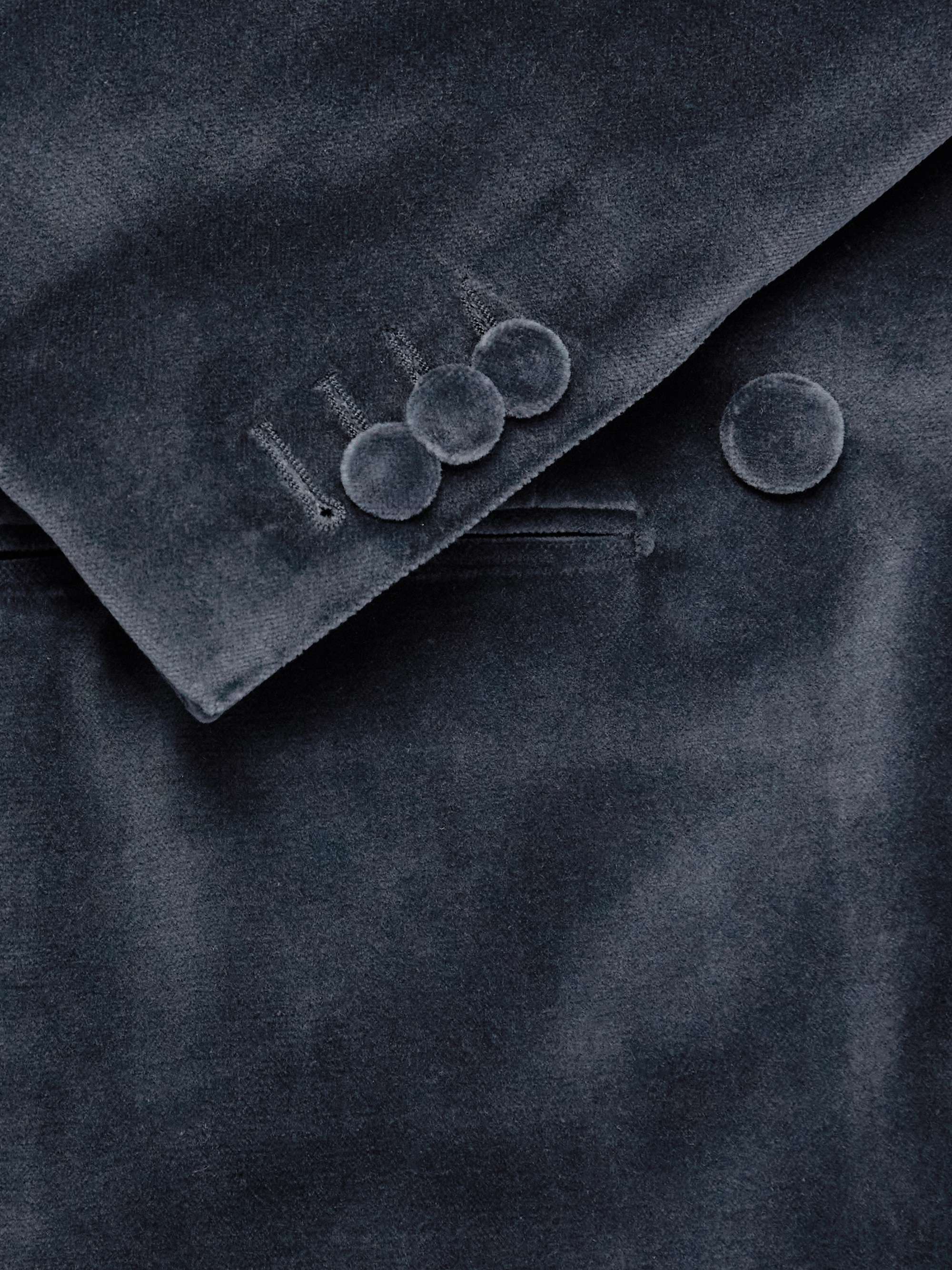 Shawl-Lapel Double-Breasted Cotton-Velvet Tuxedo Jacket view