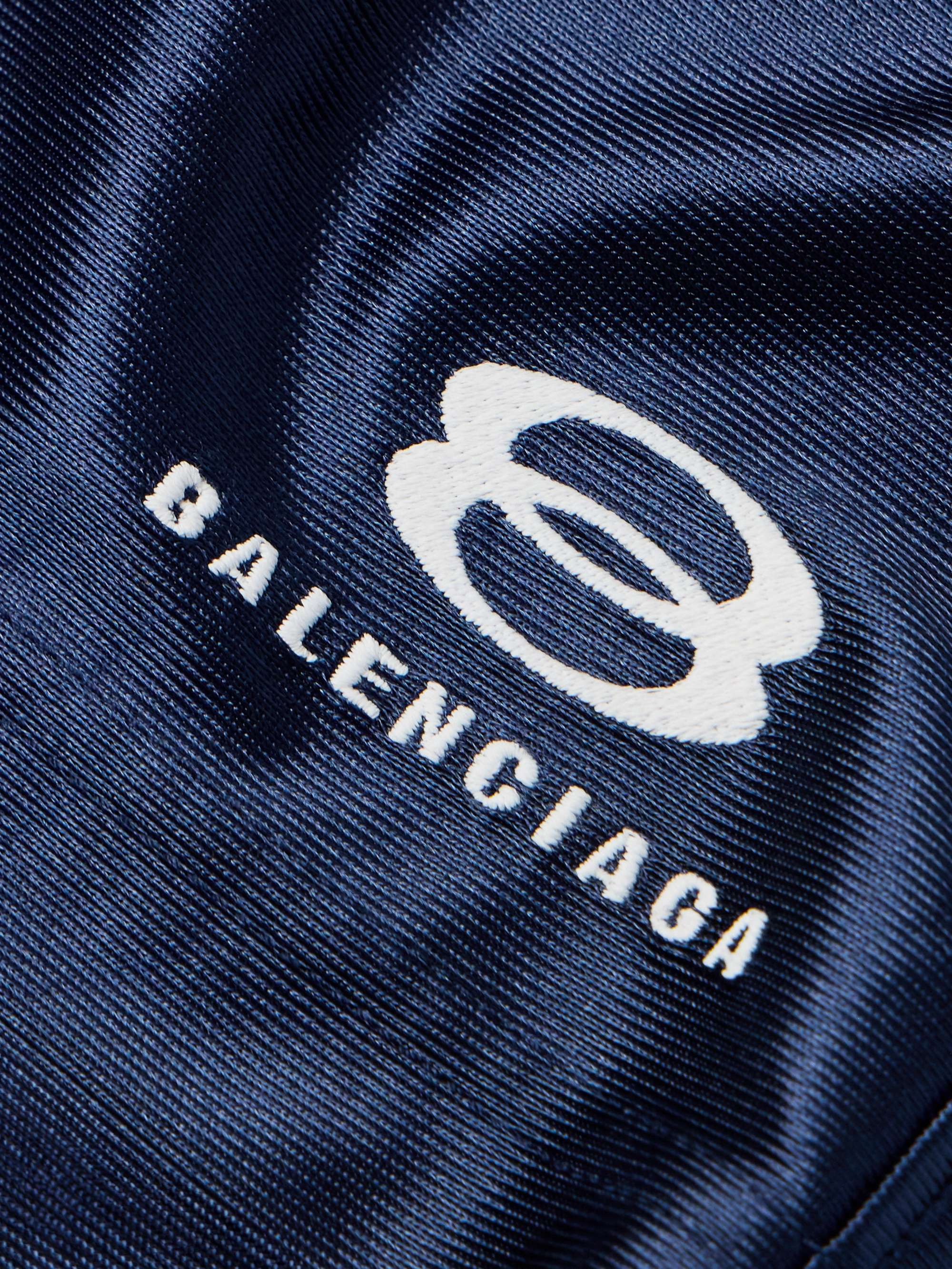 Wide-Leg Logo-Embroidered Satin-Twill Shorts view
