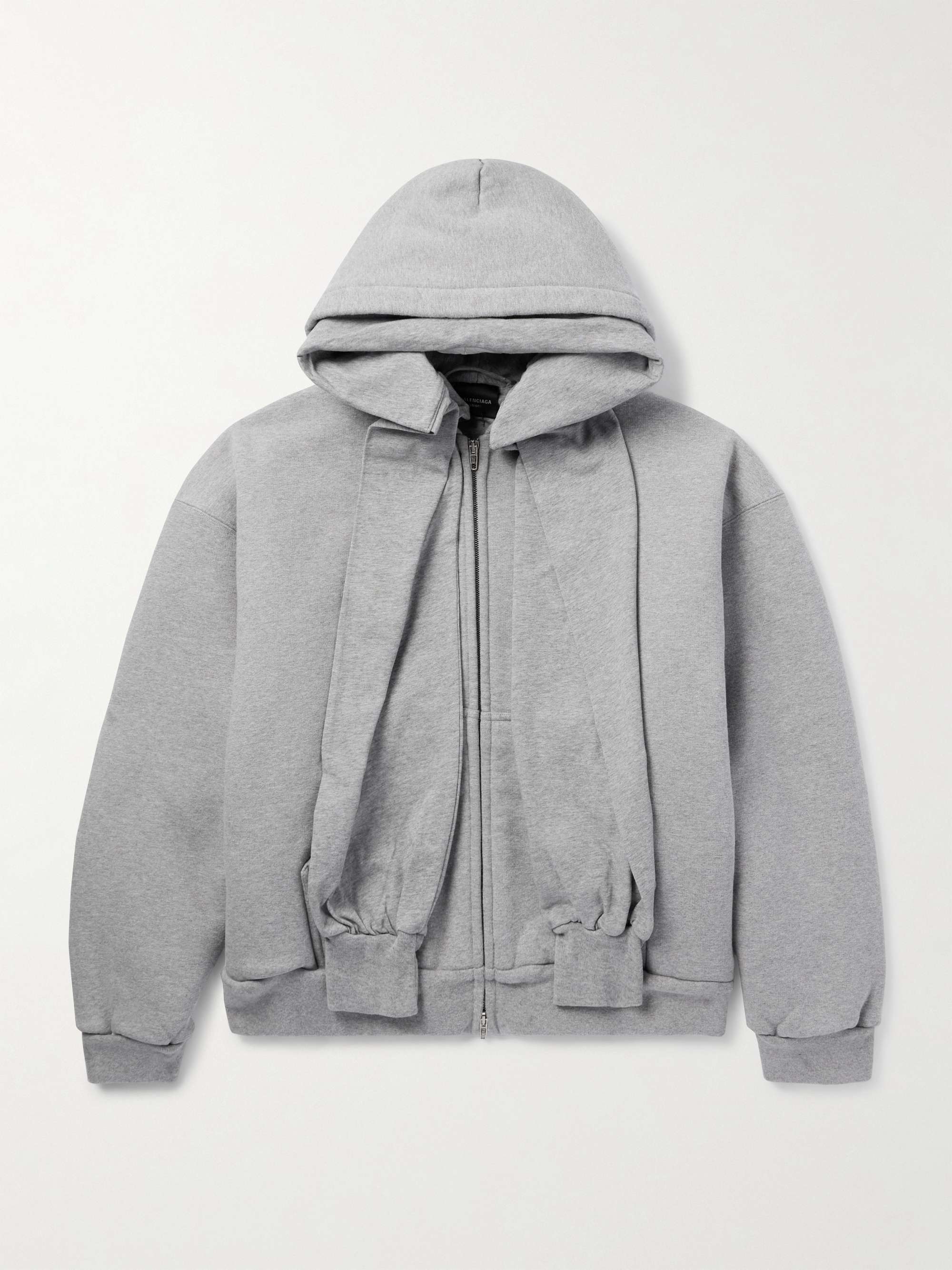 Incognito Oversized Layered Stretch-Cotton Jersey Zip-Up Hoodie view