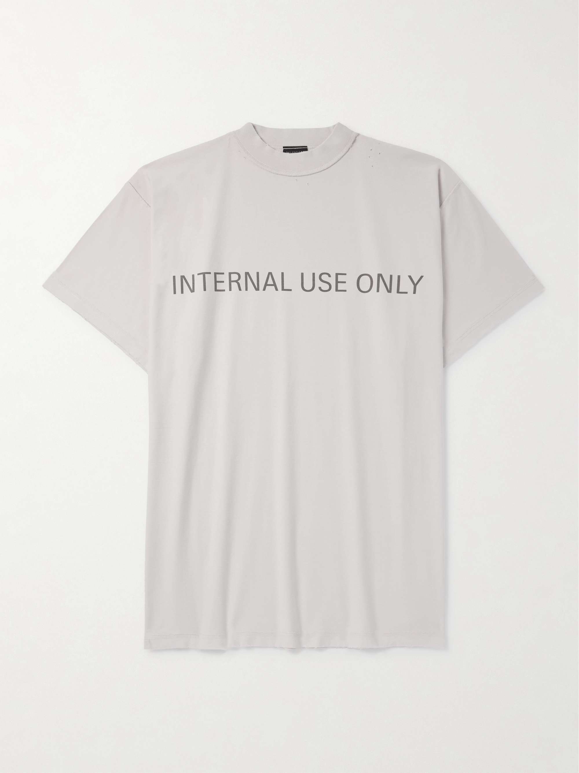 Inside Out Oversized Distressed Logo-Print Cotton-Jersey T-Shirt view