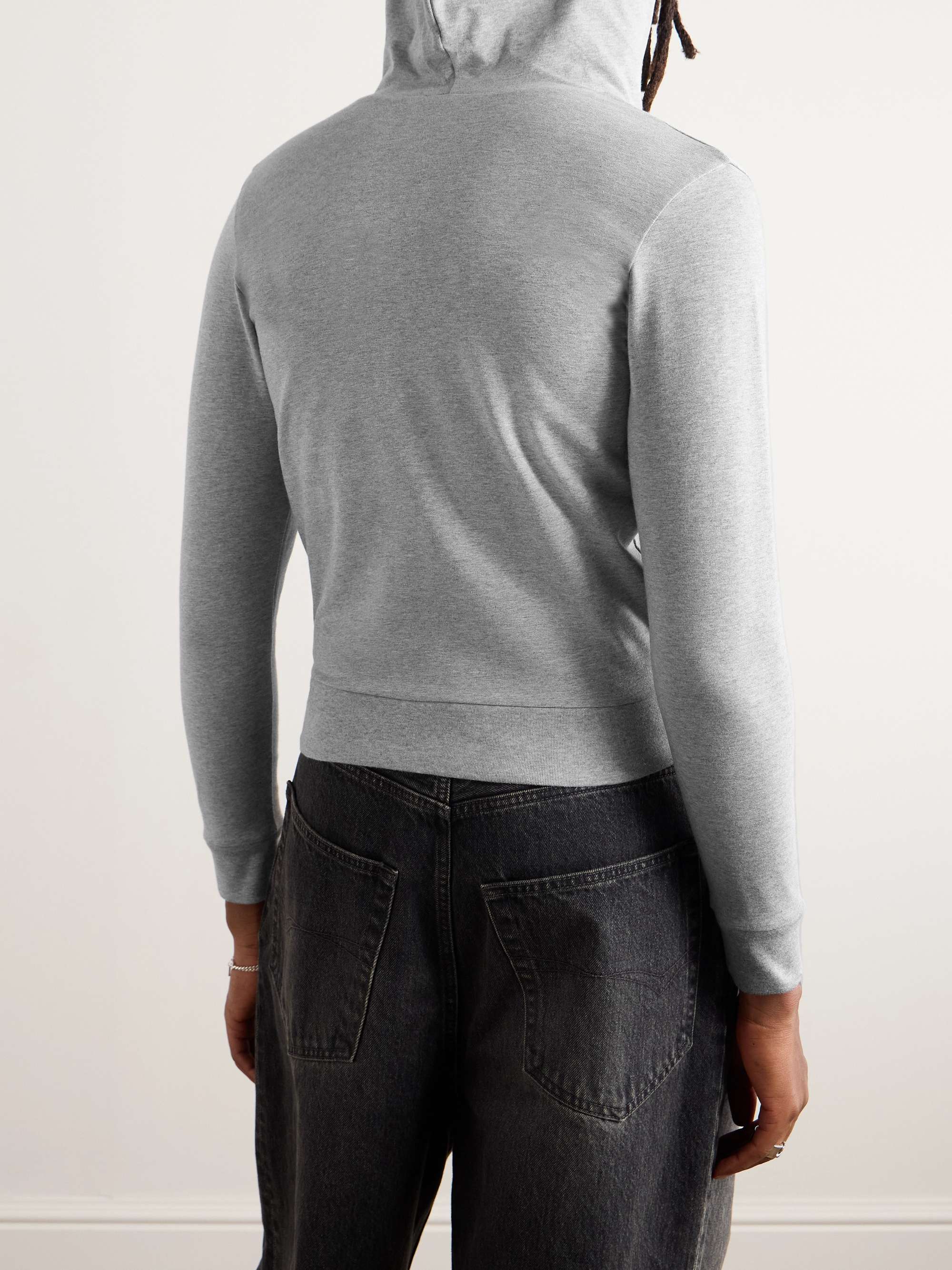 Slim-Fit Cotton-Blend Jersey Zip-Up Hoodie view