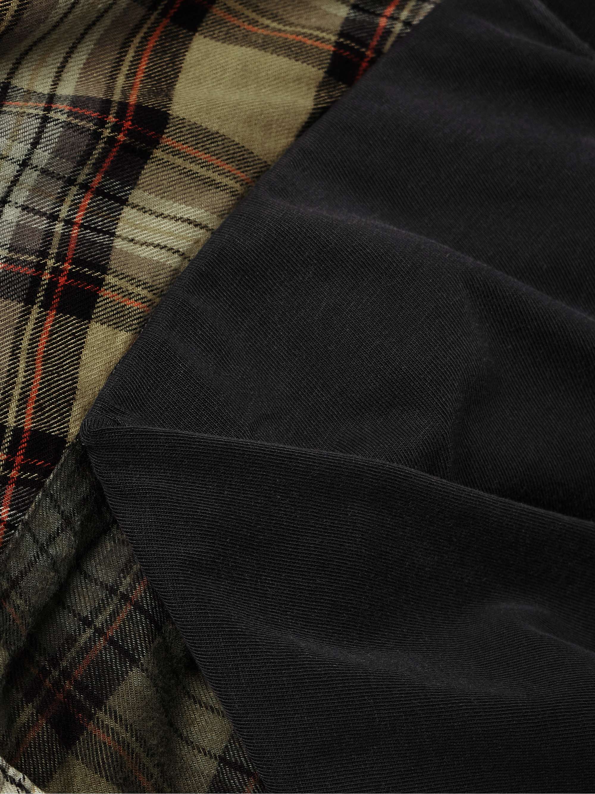 Oversized Layered Checked Cotton-Flannel and Printed Jersey Shirt view